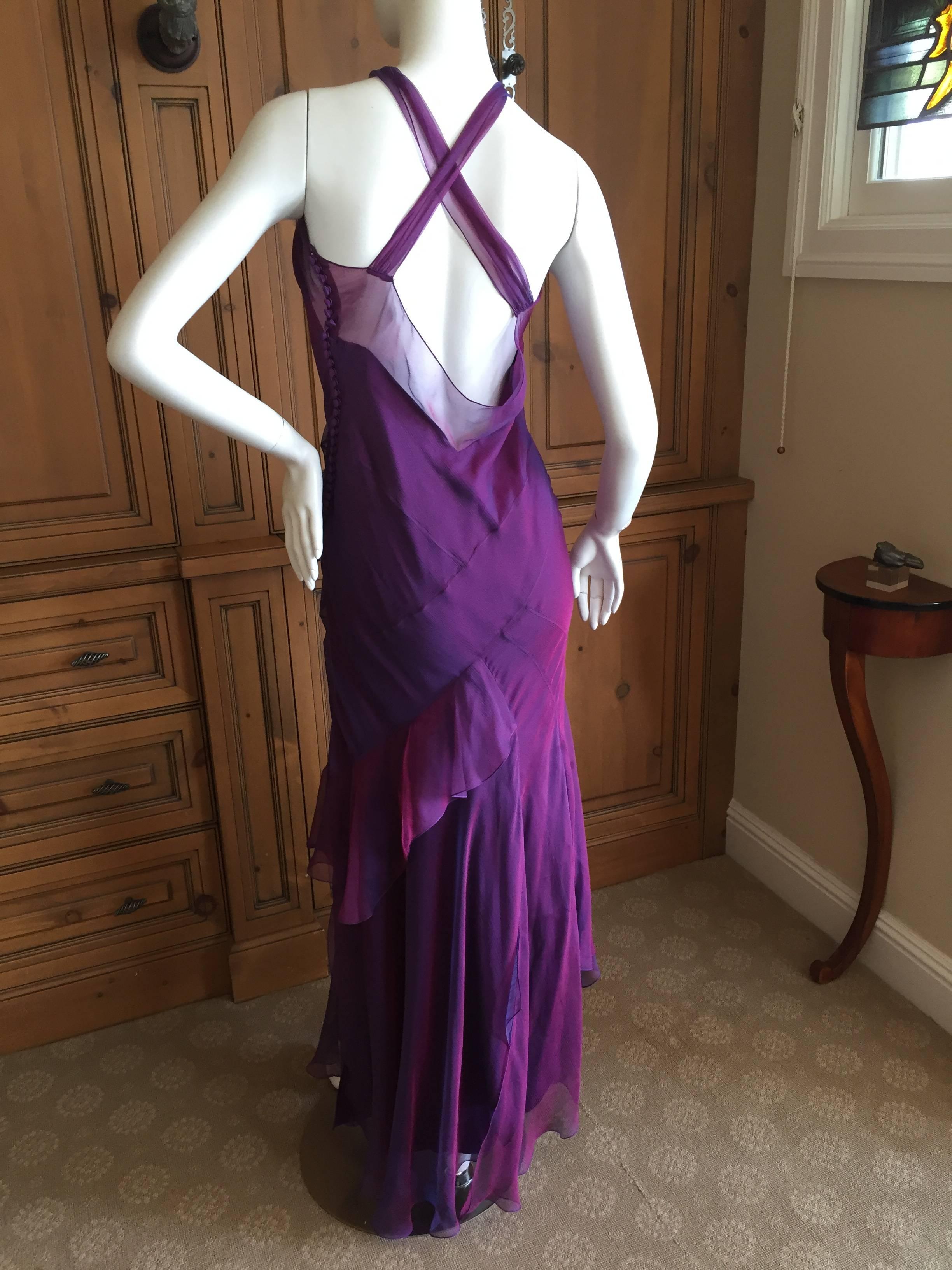 Women's Christian Dior Iridescent Purple Silk Chiffon Evening Dress