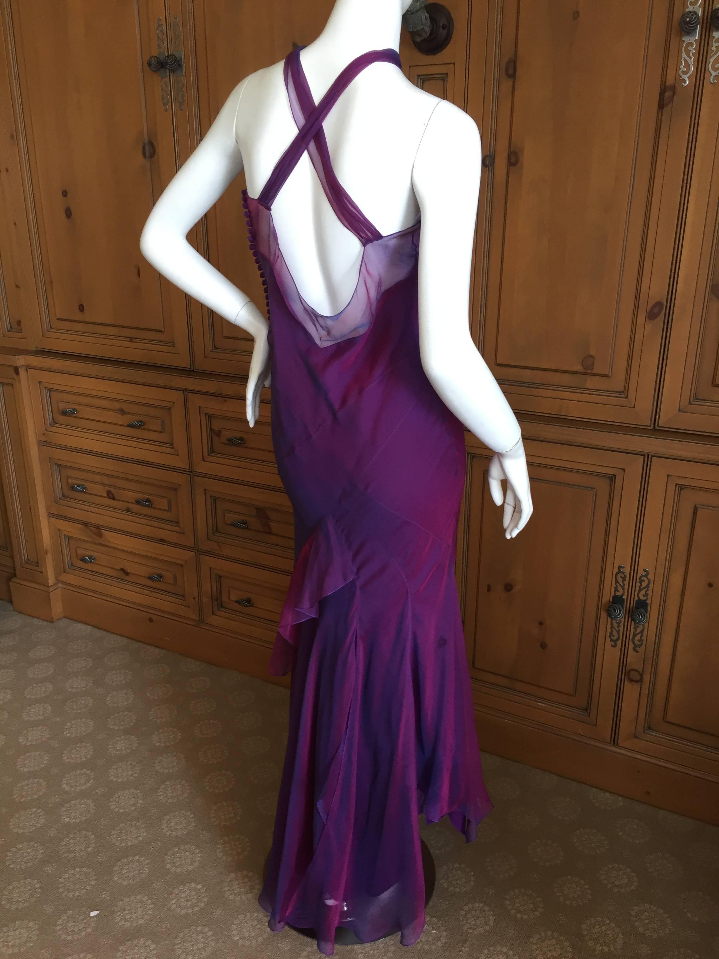 Christian Dior Iridescent Purple Silk Chiffon Evening Dress 1