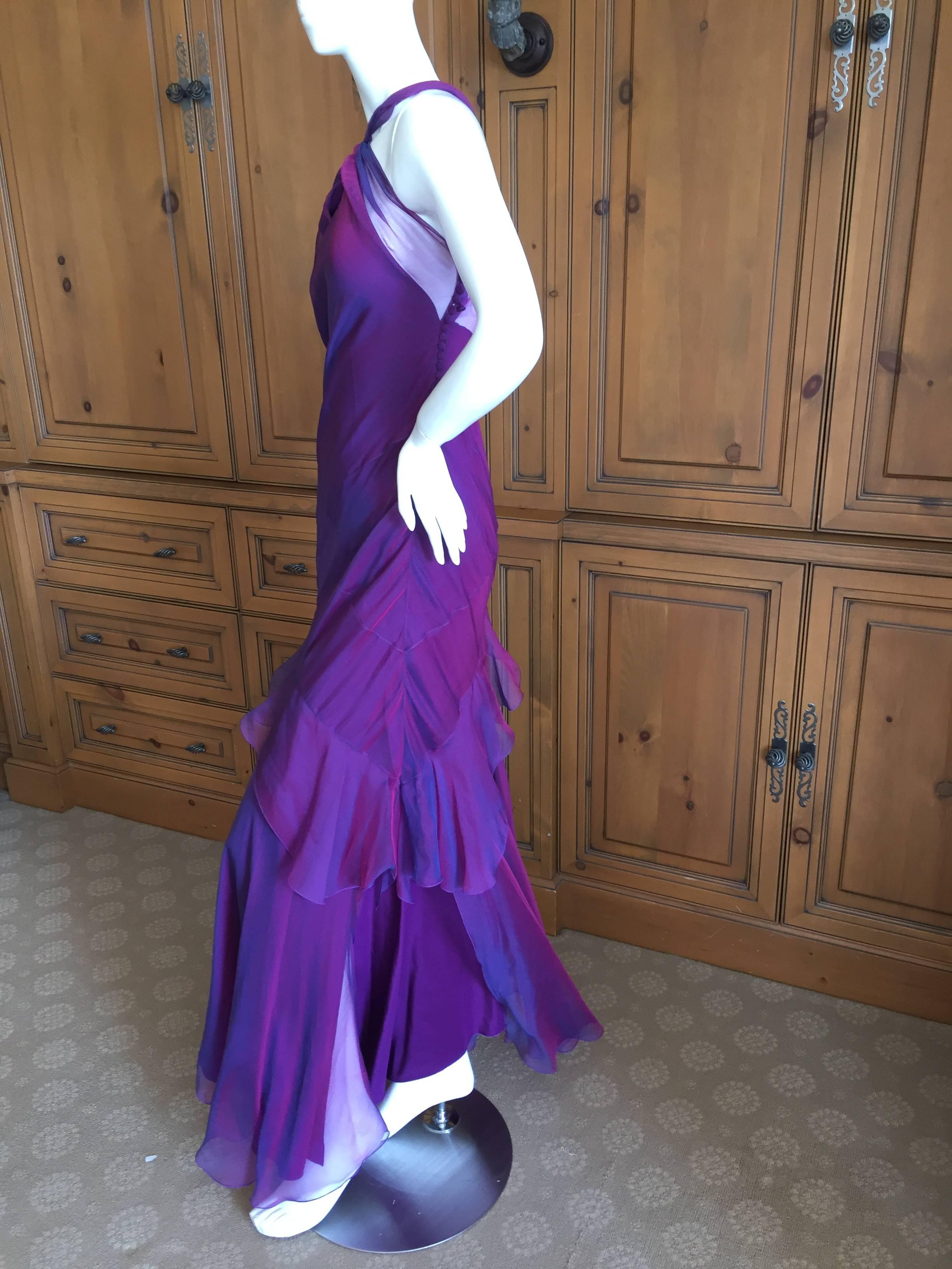 Christian Dior Iridescent Purple Silk Chiffon Evening Dress 2