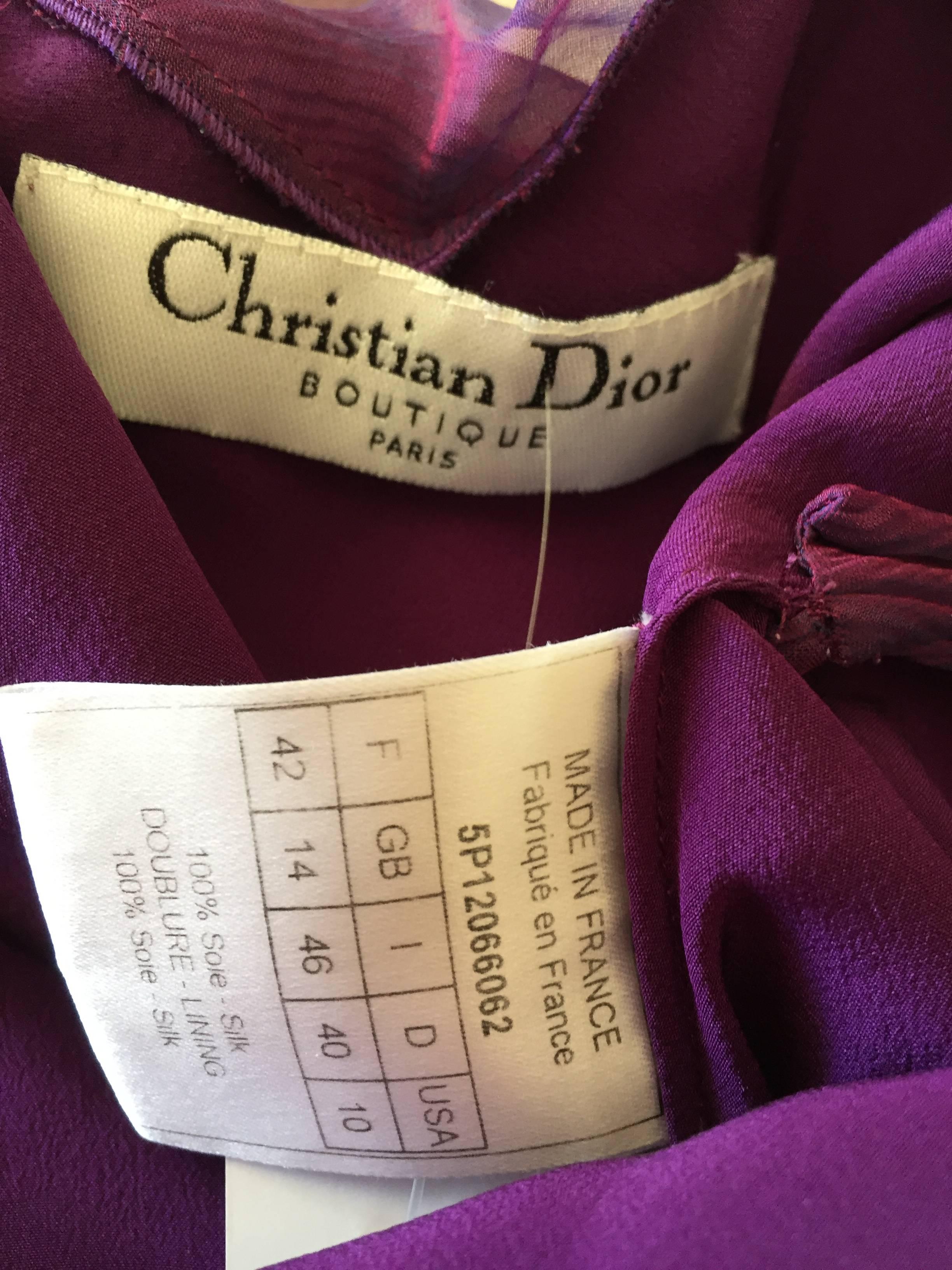 Christian Dior Iridescent Purple Silk Chiffon Evening Dress 3