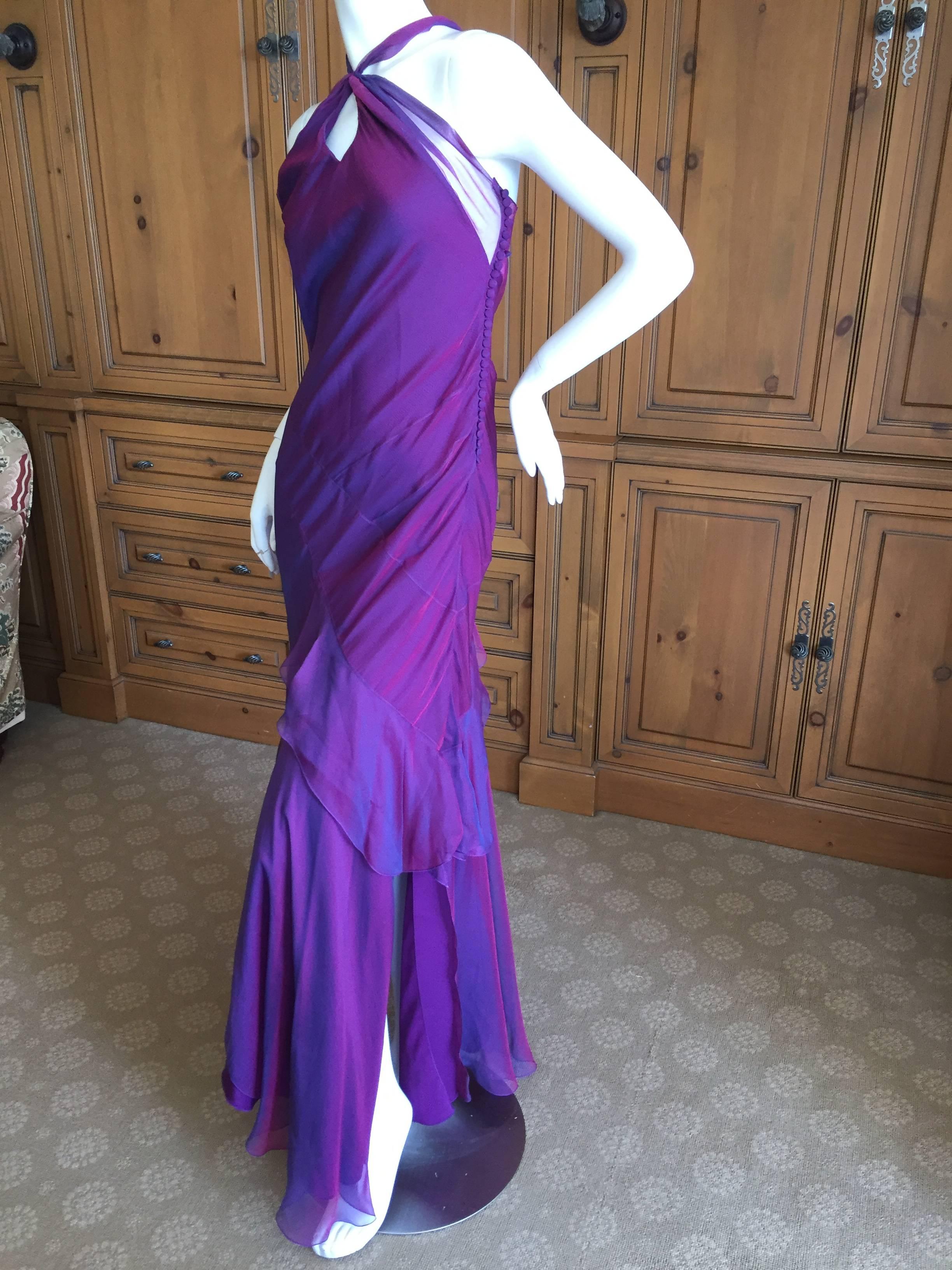Christian Dior Iridescent Purple Silk Chiffon Evening Dress 4
