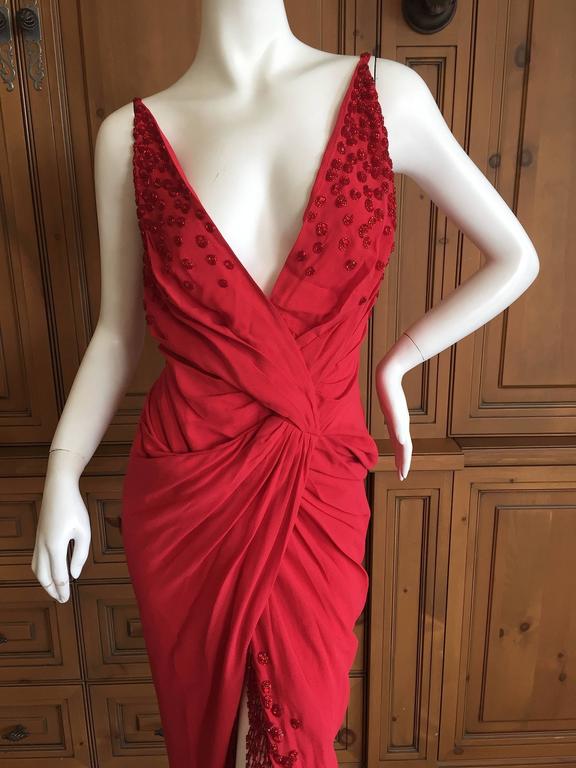 Christian Dior Lady in Red Fringed Beaded Evening Dress by Galliano at ...
