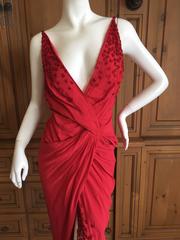 Christian Dior Lady in Red Fringed Beaded Evening Dress by Galliano