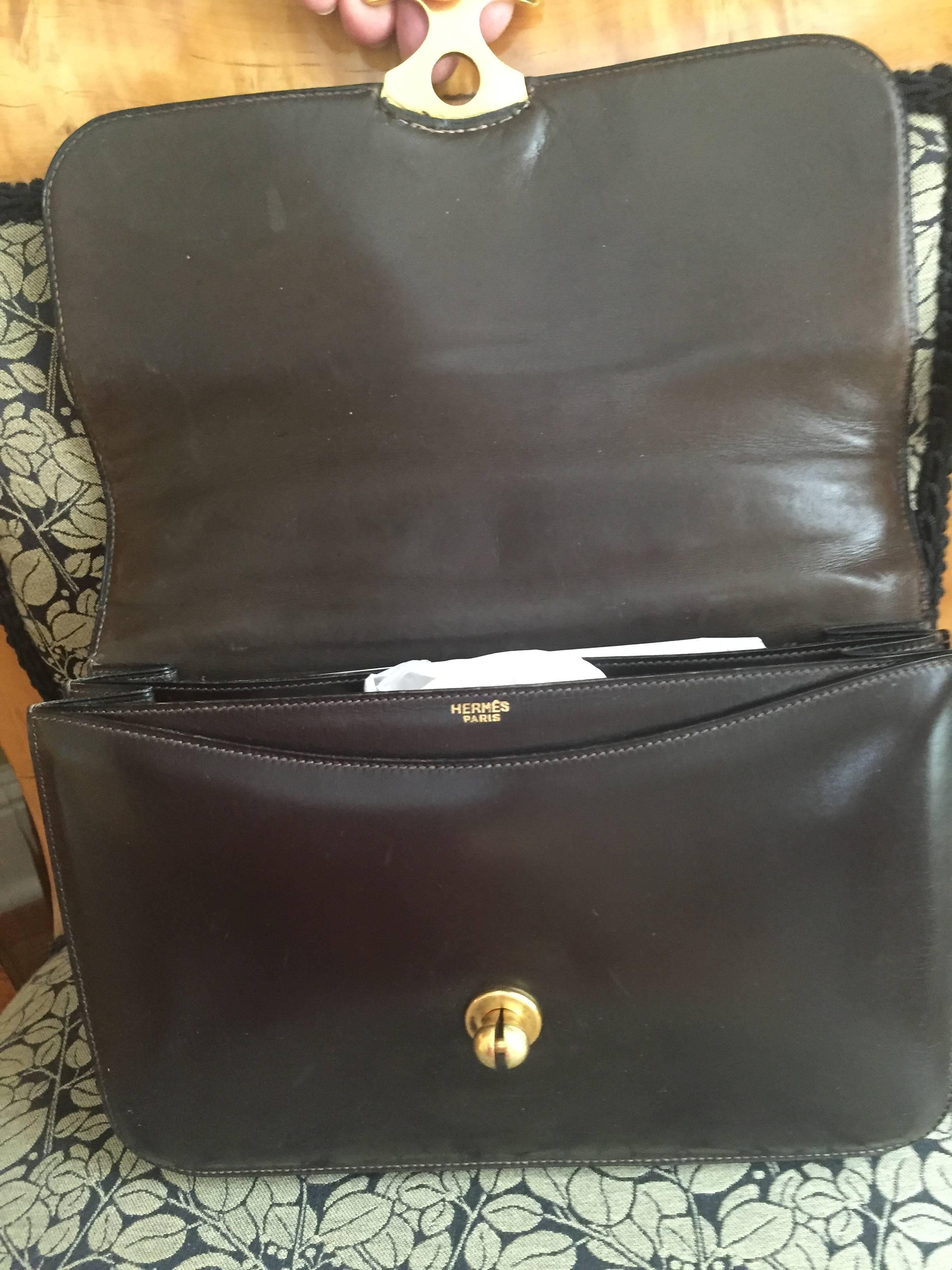 Hermes Unusual Vintage Black Shoulder Bag For Sale 2