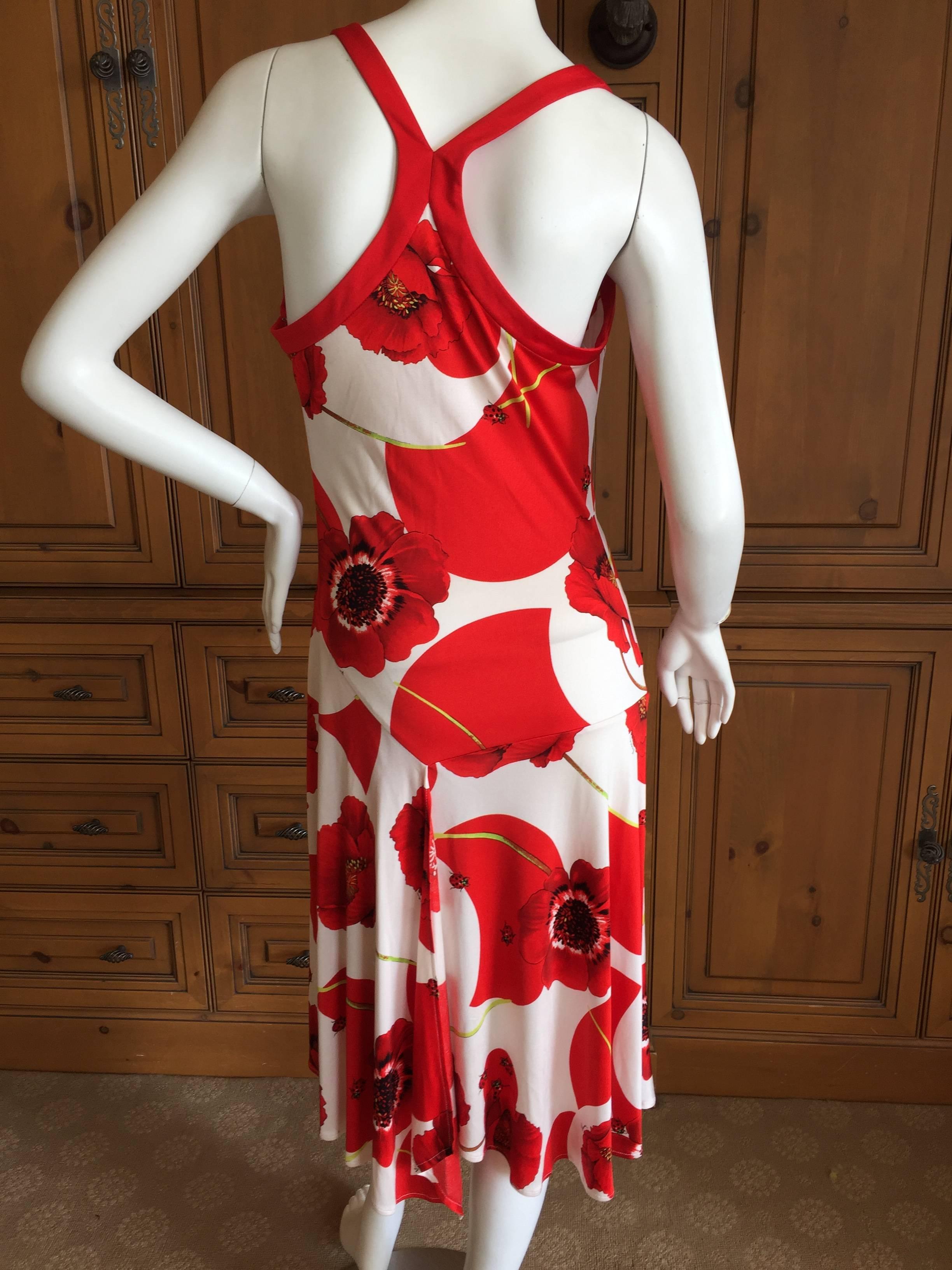 Women's Versace Silk Jersey Dress w Ladybugs and Poppies For Sale