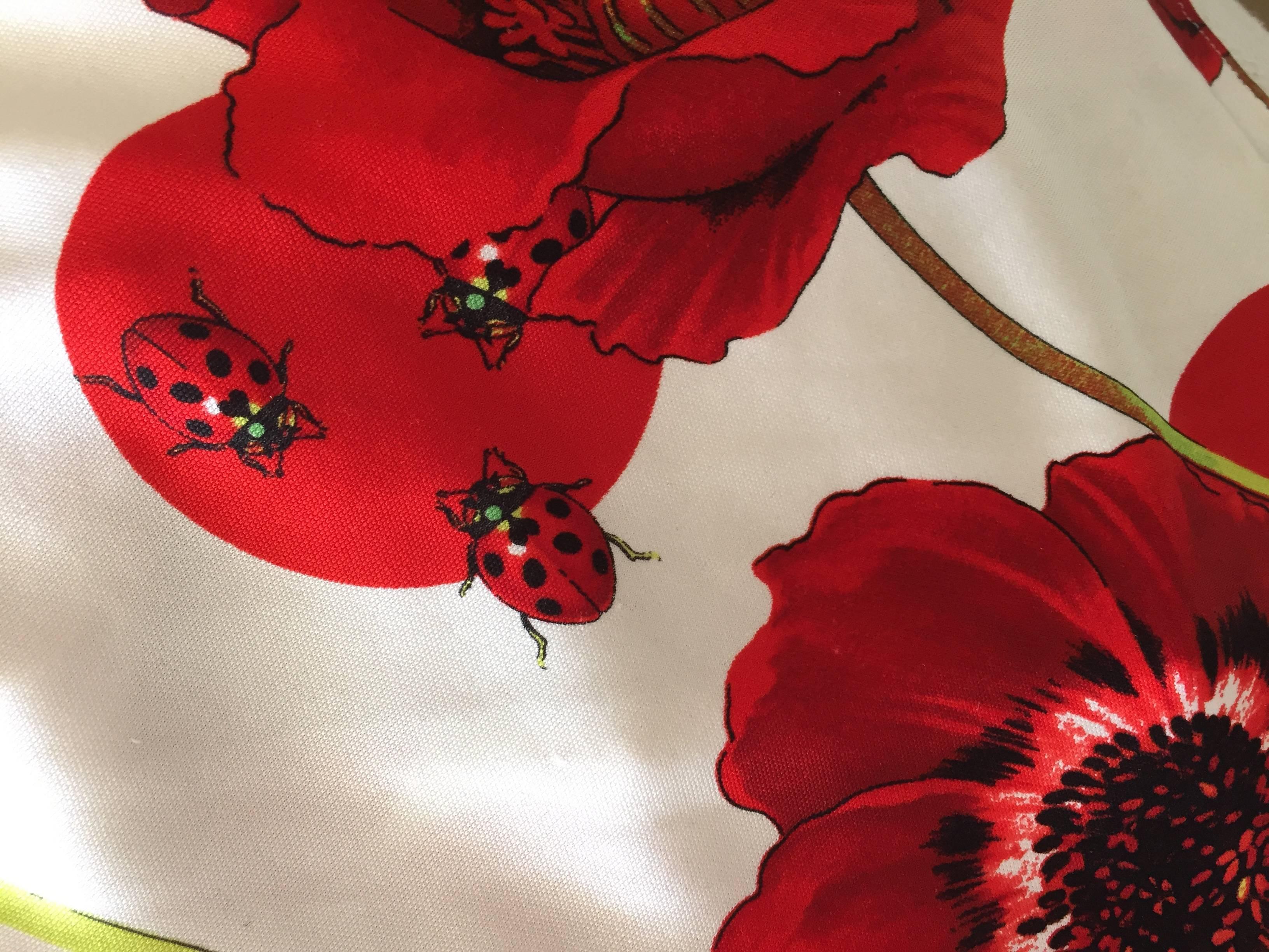 Versace Silk Jersey Dress w Ladybugs and Poppies For Sale 3