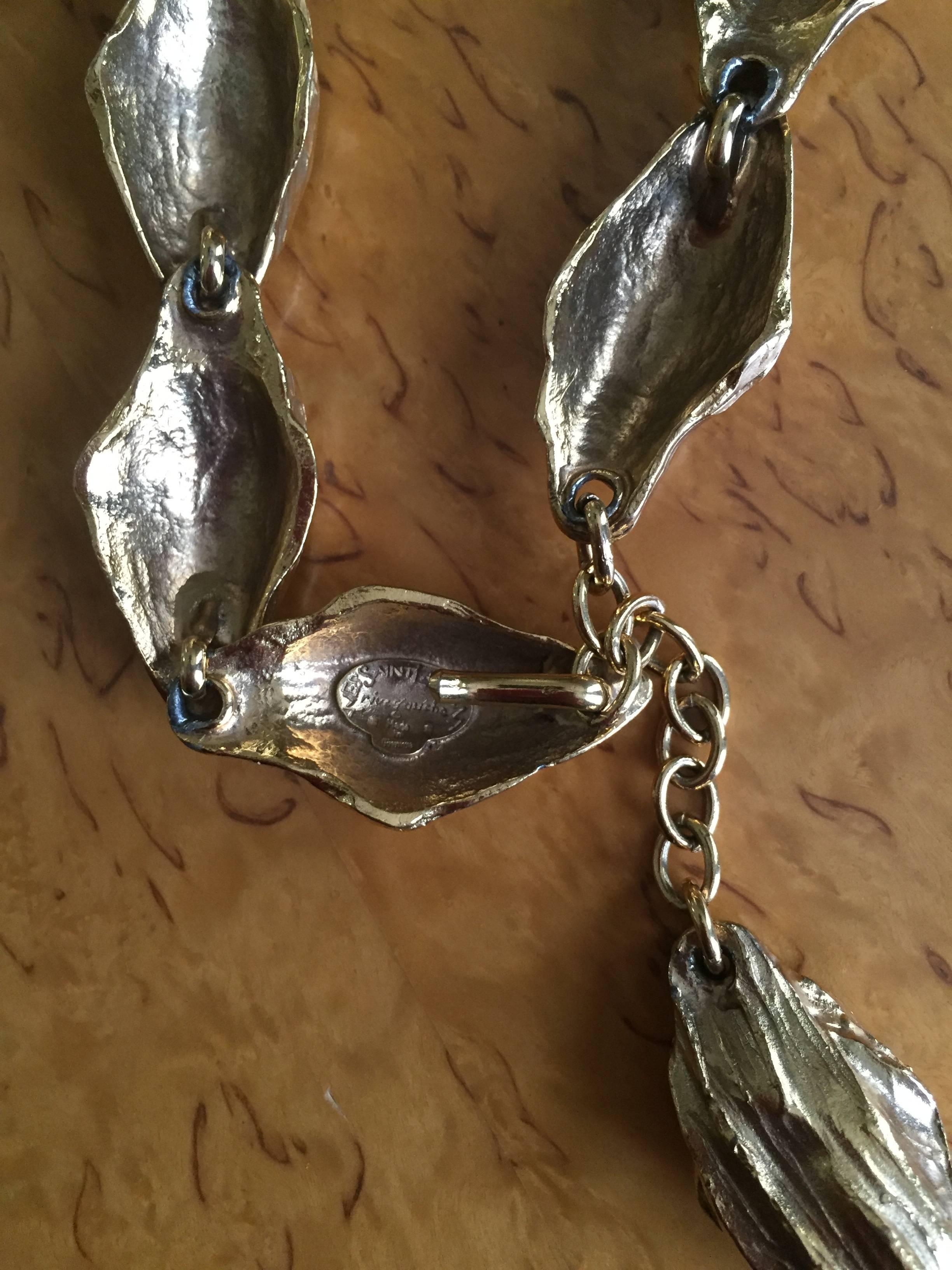 Yves Saint Laurent Rive Gauche 1970's Sculptural Gold Belt / Necklace For Sale 1