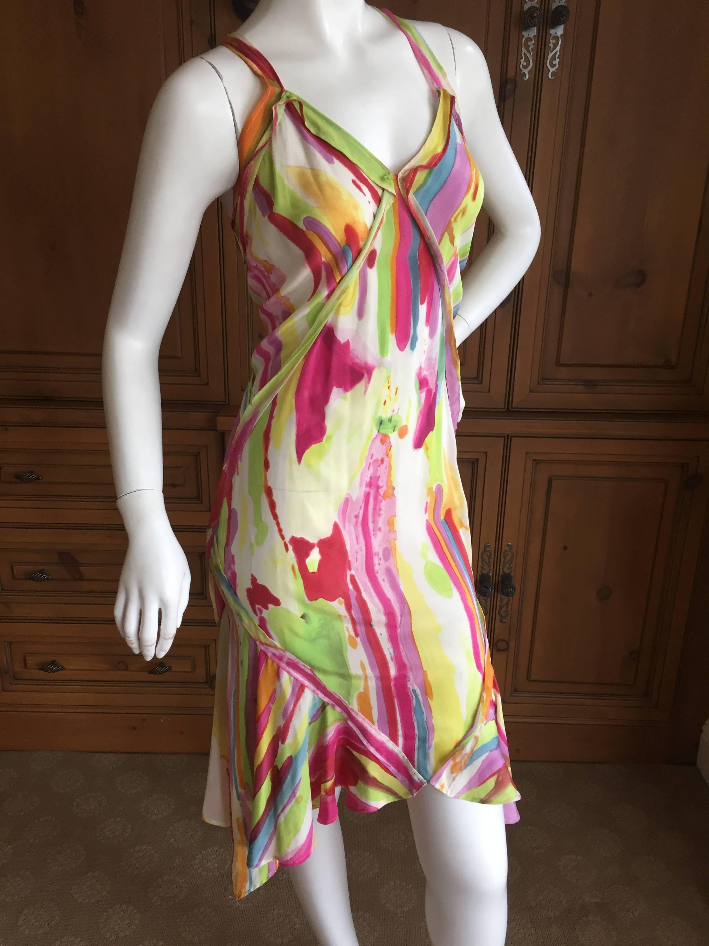 Colorful silk dress from Yves Saint Laurent Rive Guache .
I'm not  certain if this is Tom Ford or Stephano Pilati.
No size tag, Size Small
Bust 36