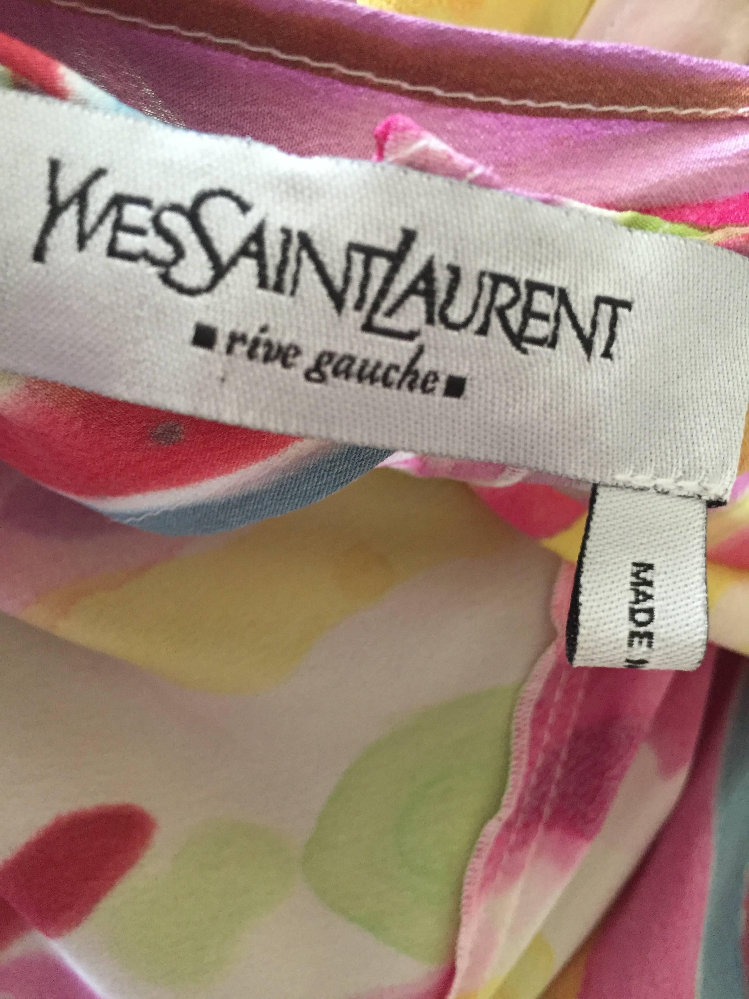Yves Saint Laurent Rive Guache Watercolor Silk Ruffle Dress For Sale 1
