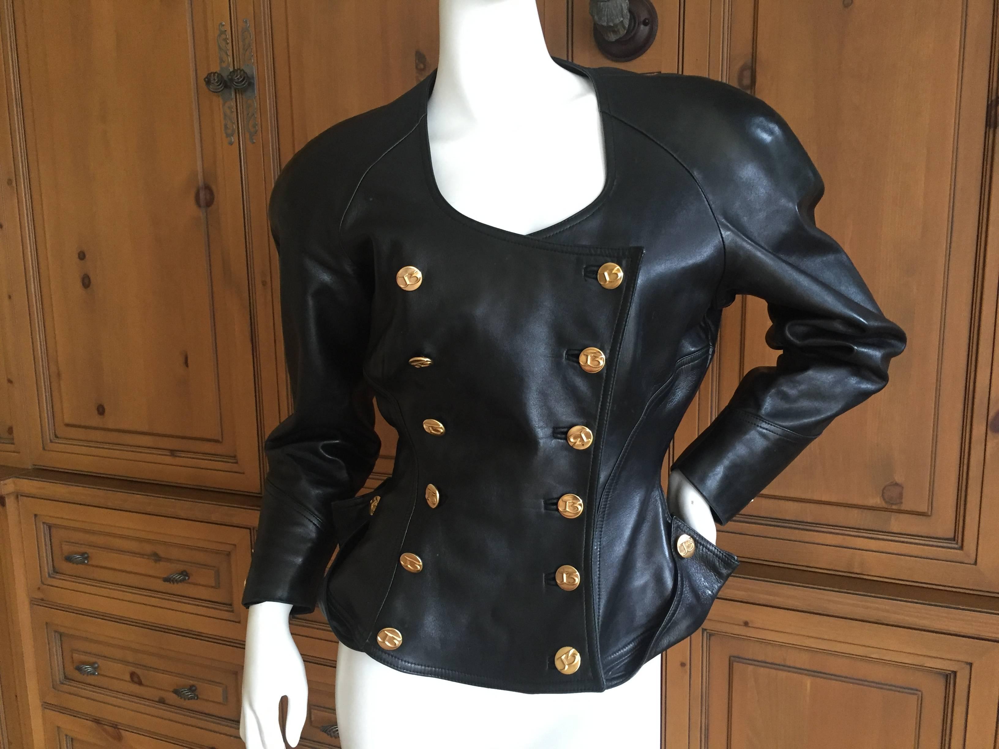 Jean-Claude Jitrois 1987 Schwarze Lederjacke im Angebot 2