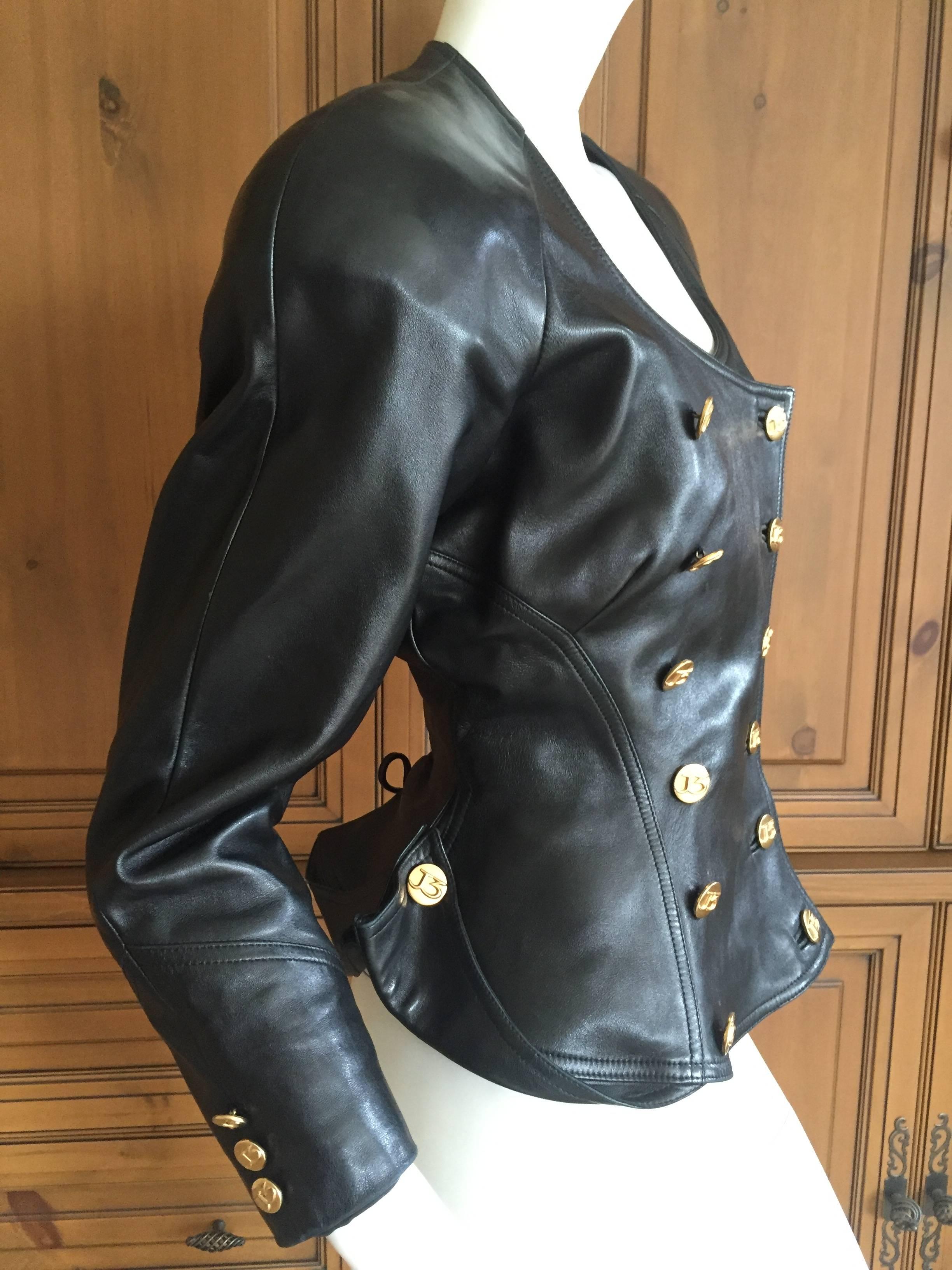 Jean-Claude Jitrois 1987 Schwarze Lederjacke Damen im Angebot