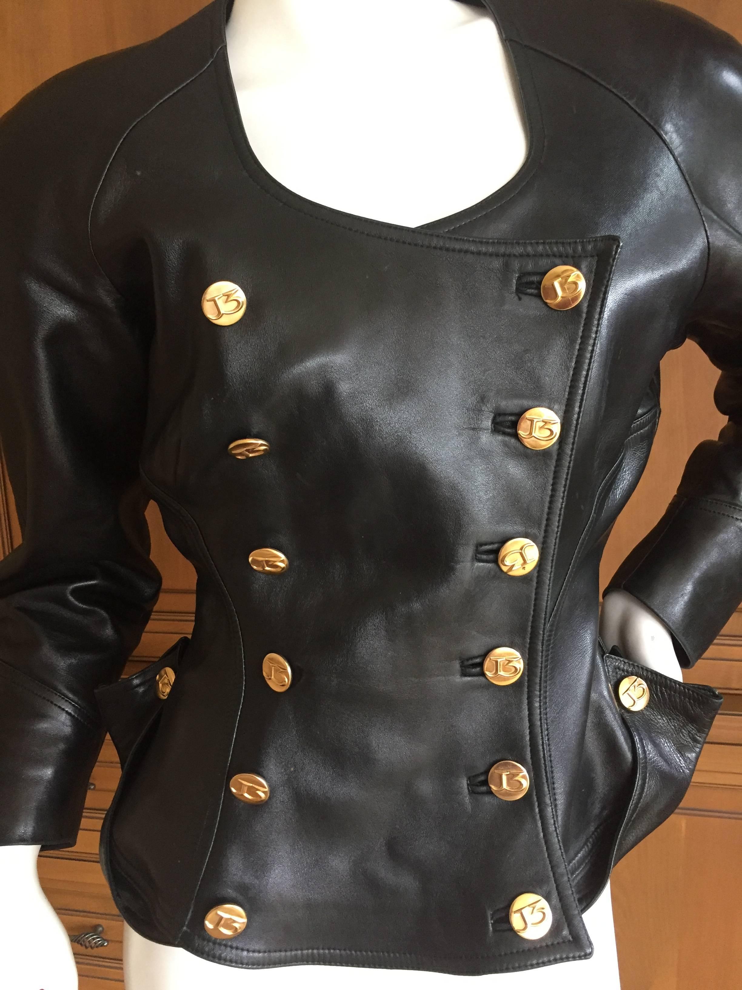 Jean-Claude Jitrois 1987 Schwarze Lederjacke im Angebot 1