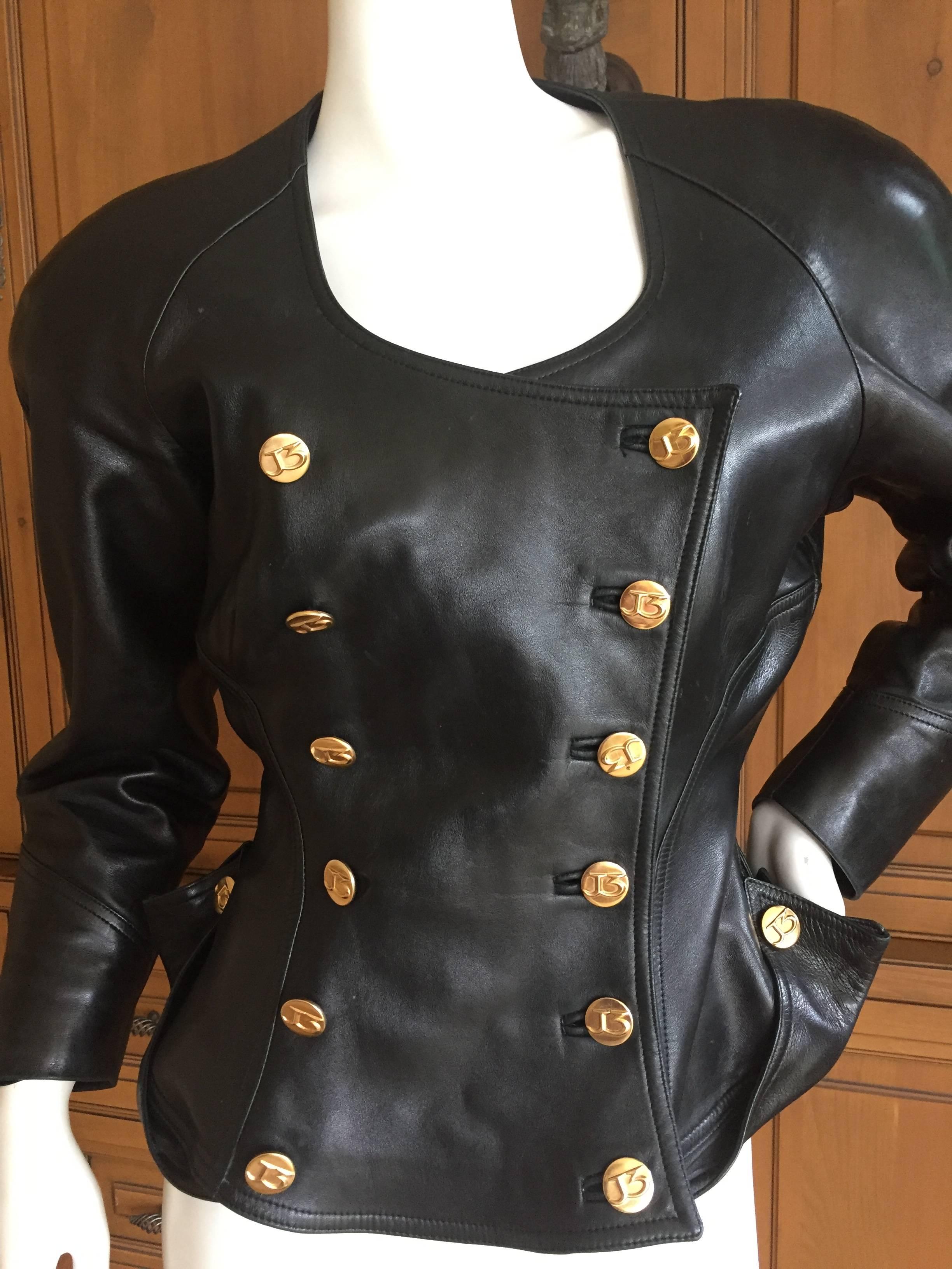 Jean-Claude Jitrois 1987 Schwarze Lederjacke im Angebot 3