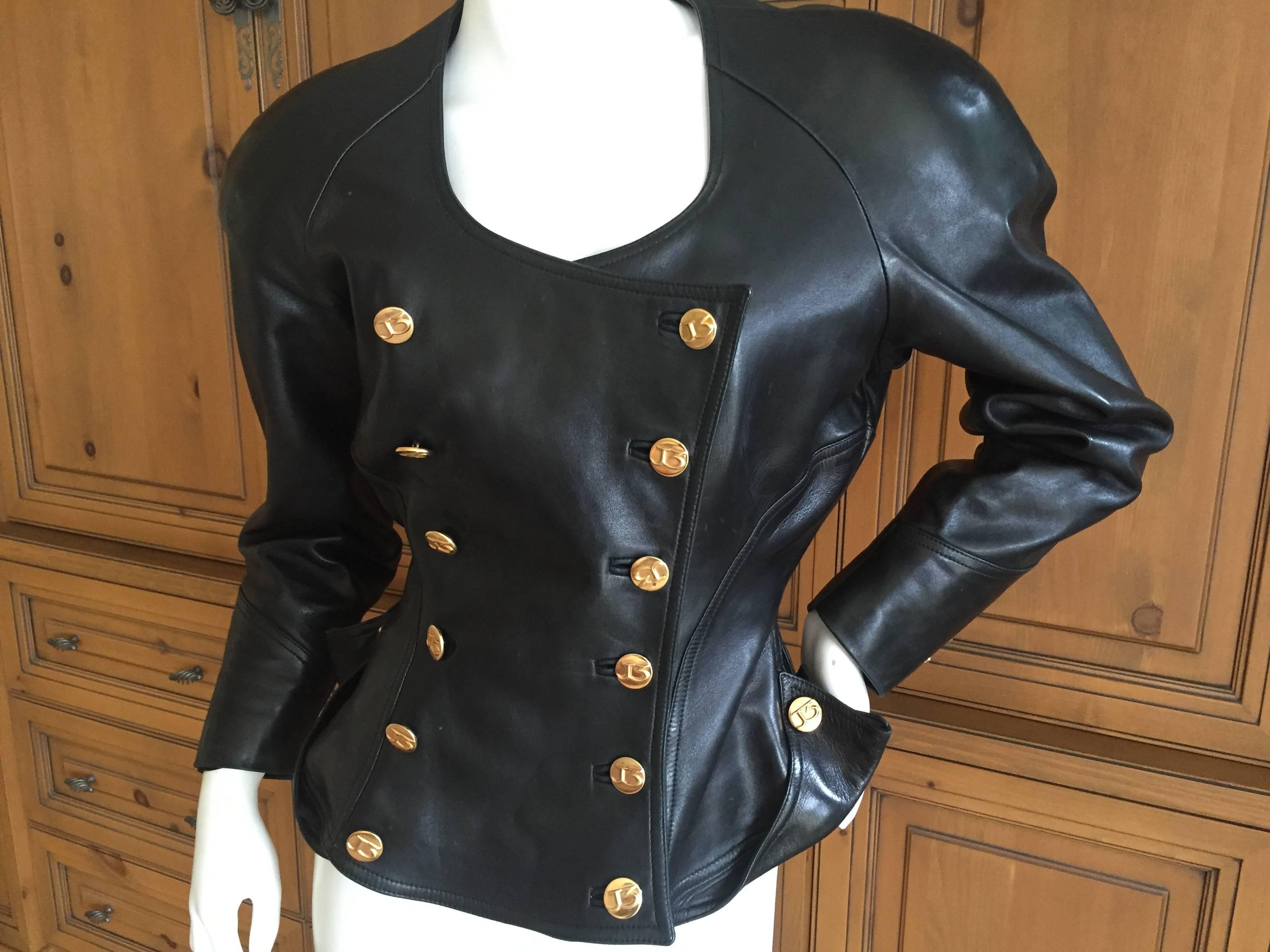Jean-Claude Jitrois 1987 Schwarze Lederjacke im Angebot 4