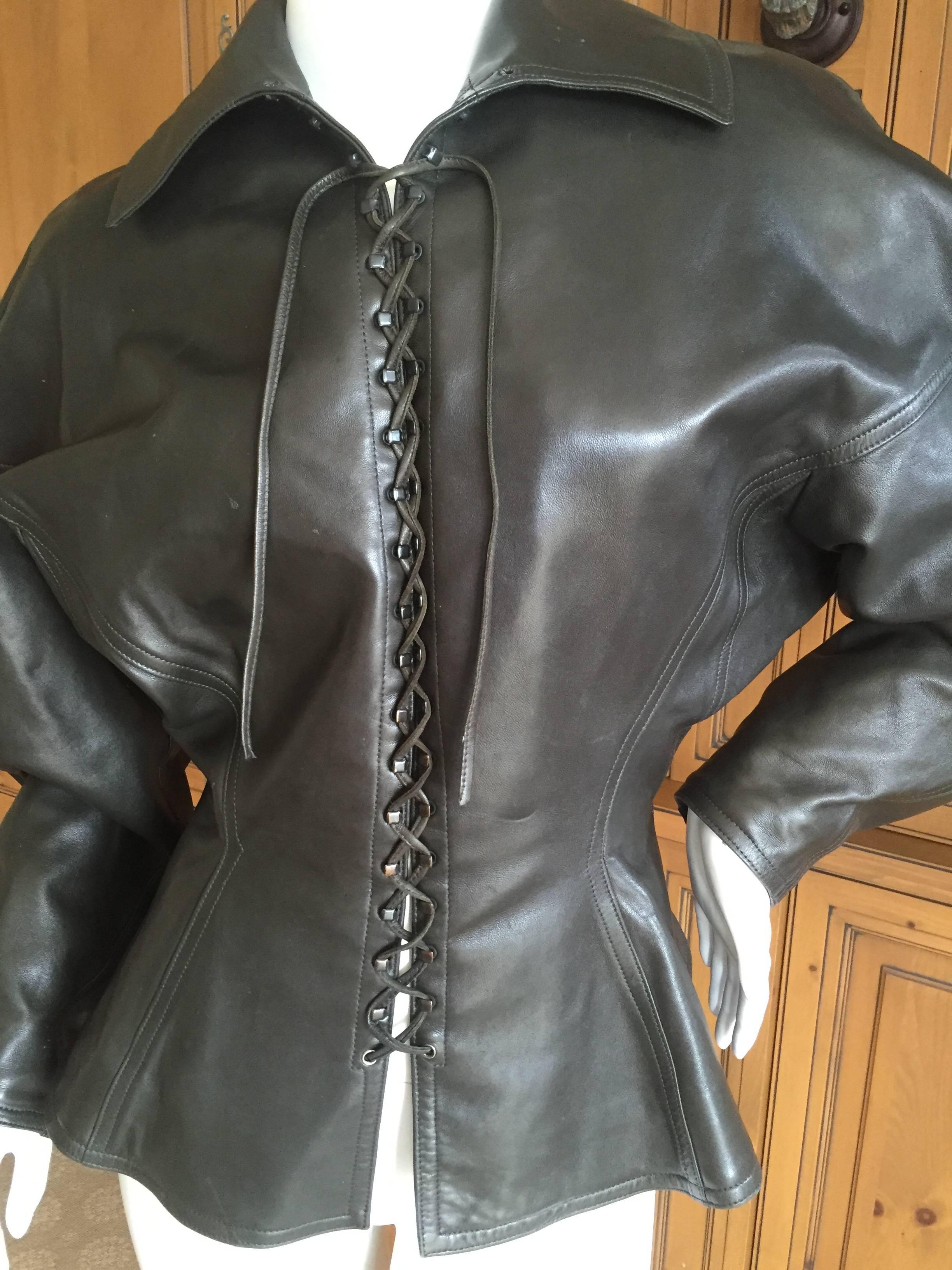 Azzedine Alaia 1984 Corset Lace Leather Jacket For Sale at 1stDibs ...