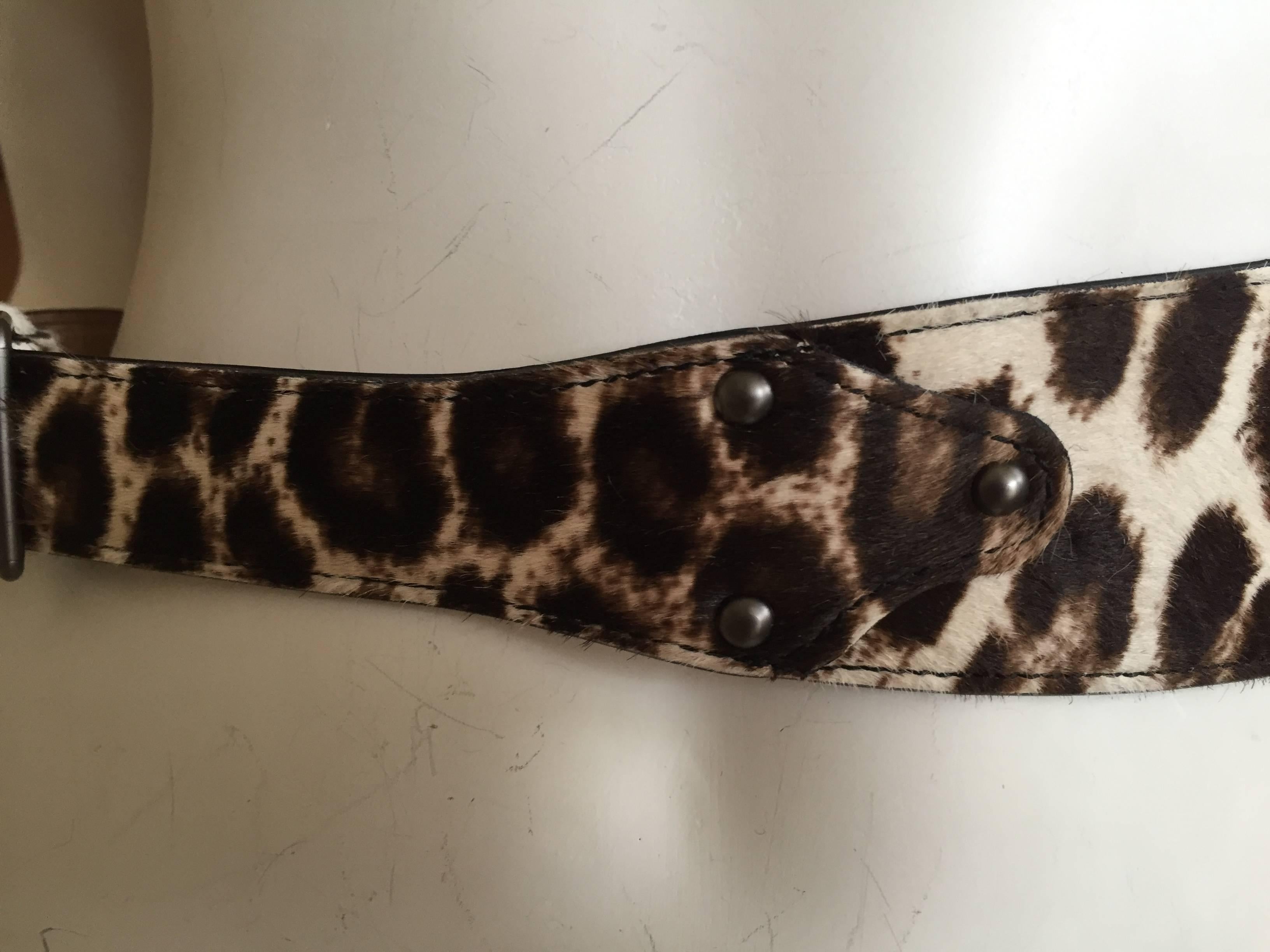 Women's ALAIA Ponyhair Leopard Print Corset Lace Belt
