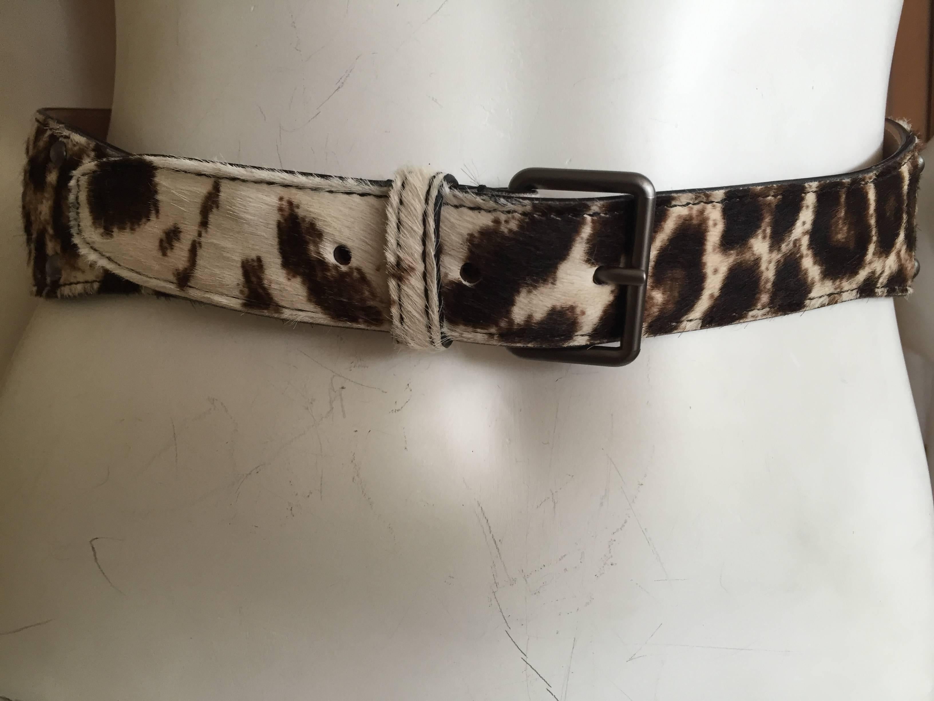 ALAIA Ponyhair Leopard Print Corset Lace Belt 1