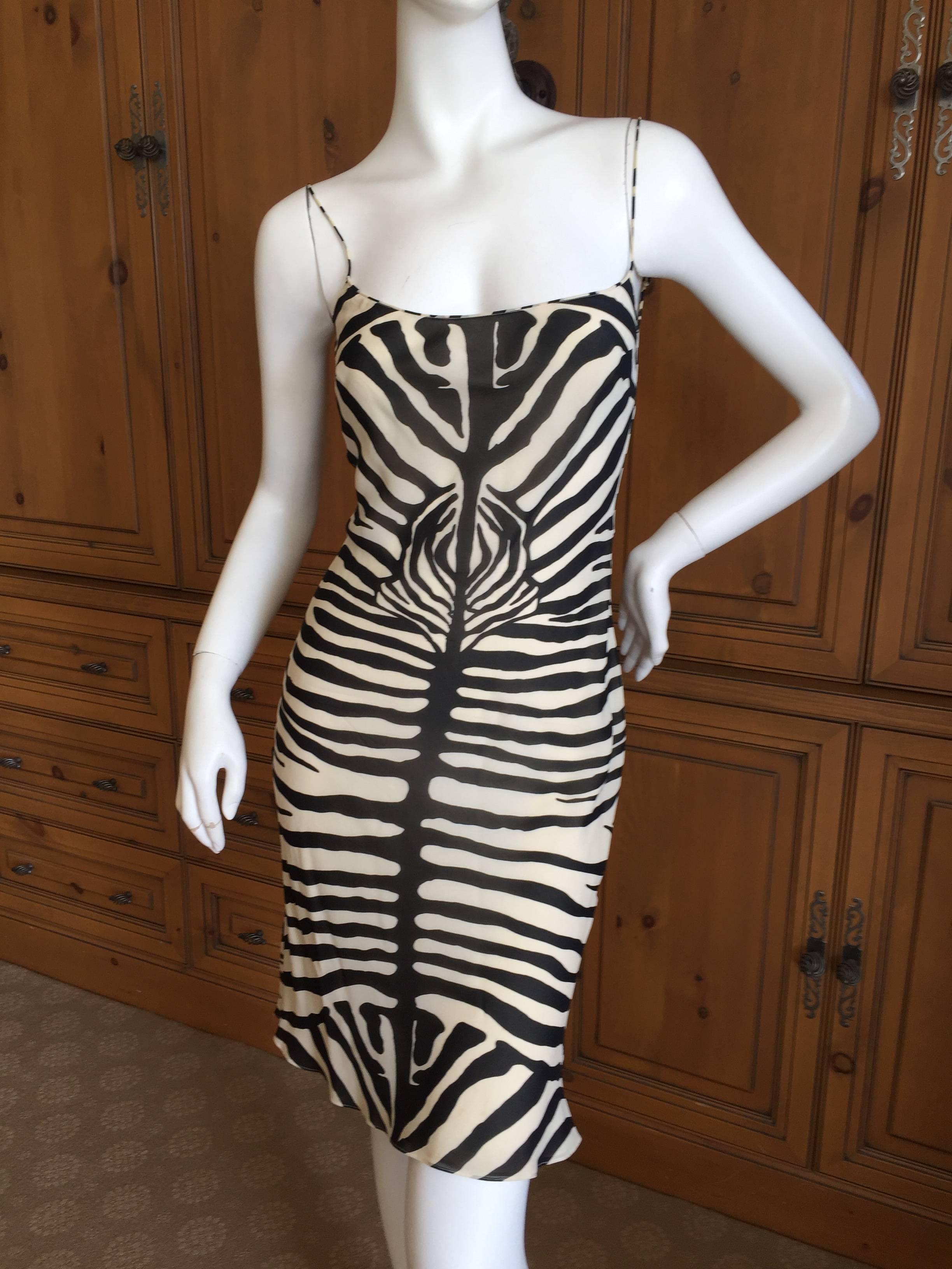 John Galliano 1990's Silk Zebra Stripe Dress In Excellent Condition In Cloverdale, CA