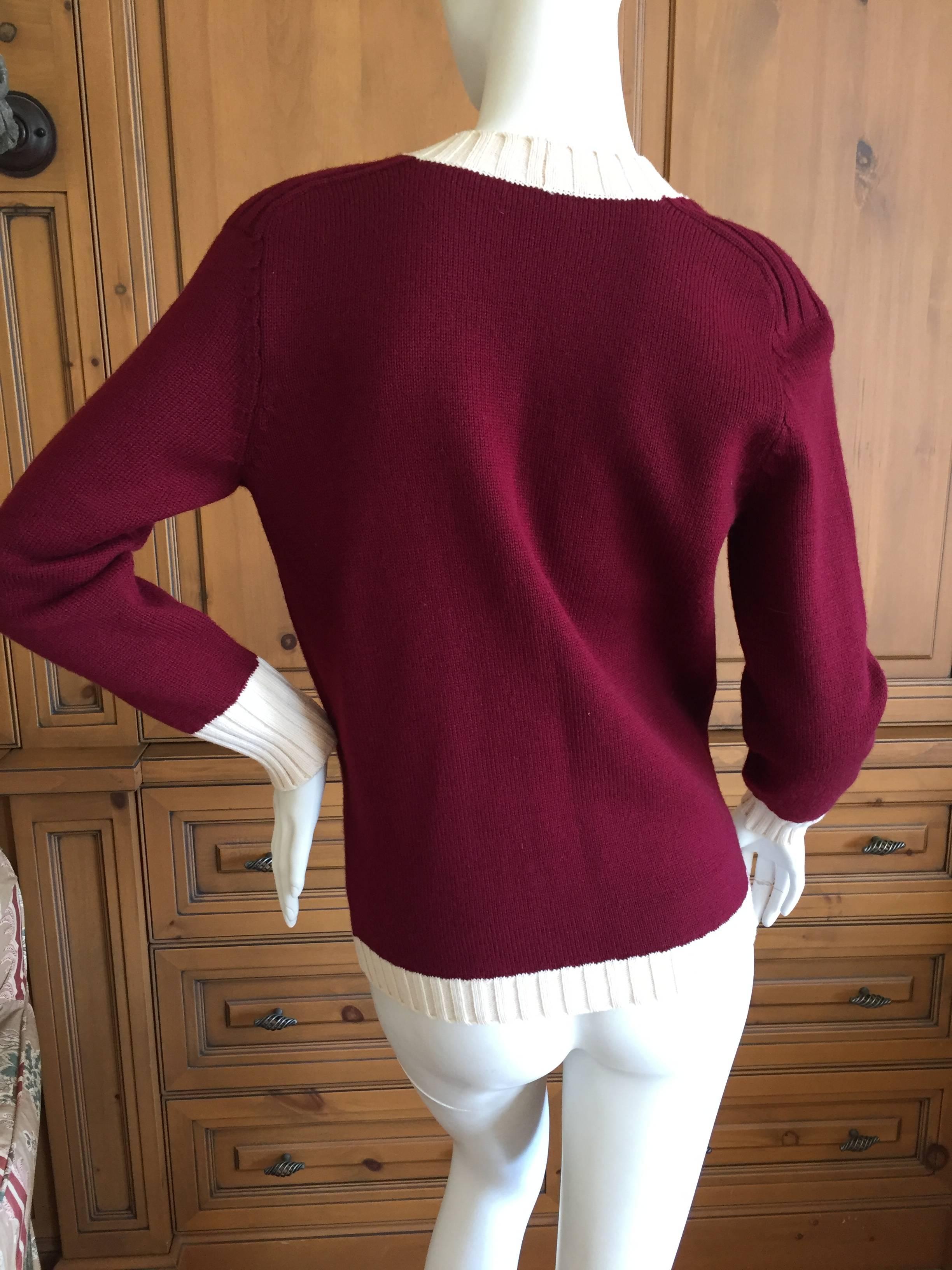 Yves Saint Laurent 1970's Burgundy Cardigan Sweater In Excellent Condition For Sale In Cloverdale, CA