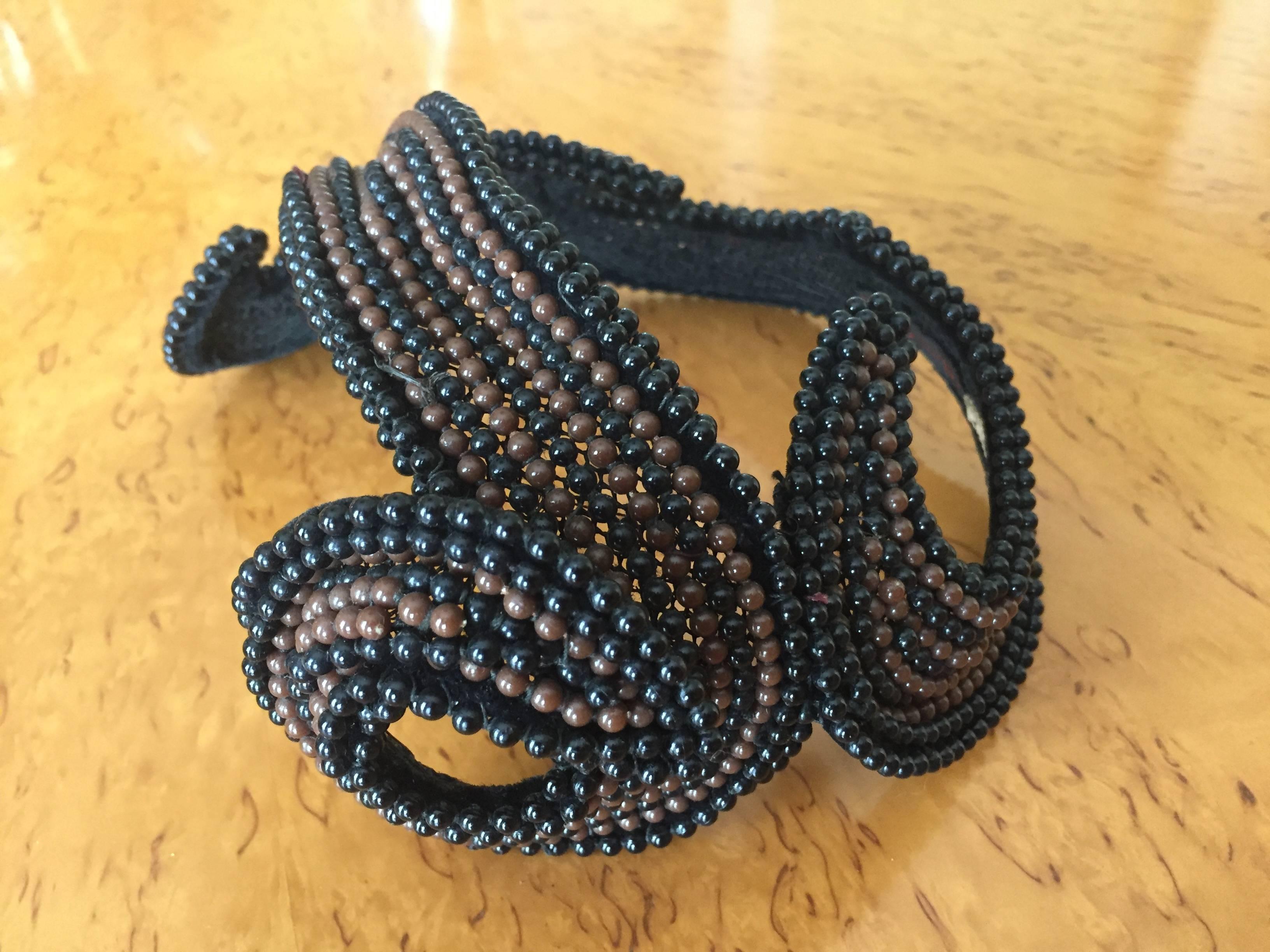 Bes-Ben Brown and Black Beaded Hat 1957 In Excellent Condition For Sale In Cloverdale, CA