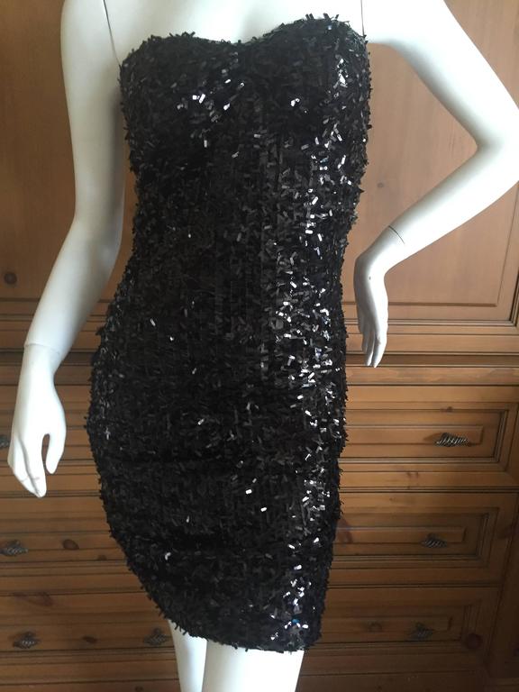 Dolce and Gabbana Black Sequin Mini Dress For Sale at 1stDibs