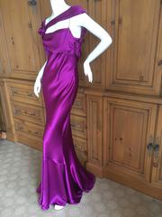 John Galliano VIntage Bias Cut  Amethyst Charmeuse Evening Gown