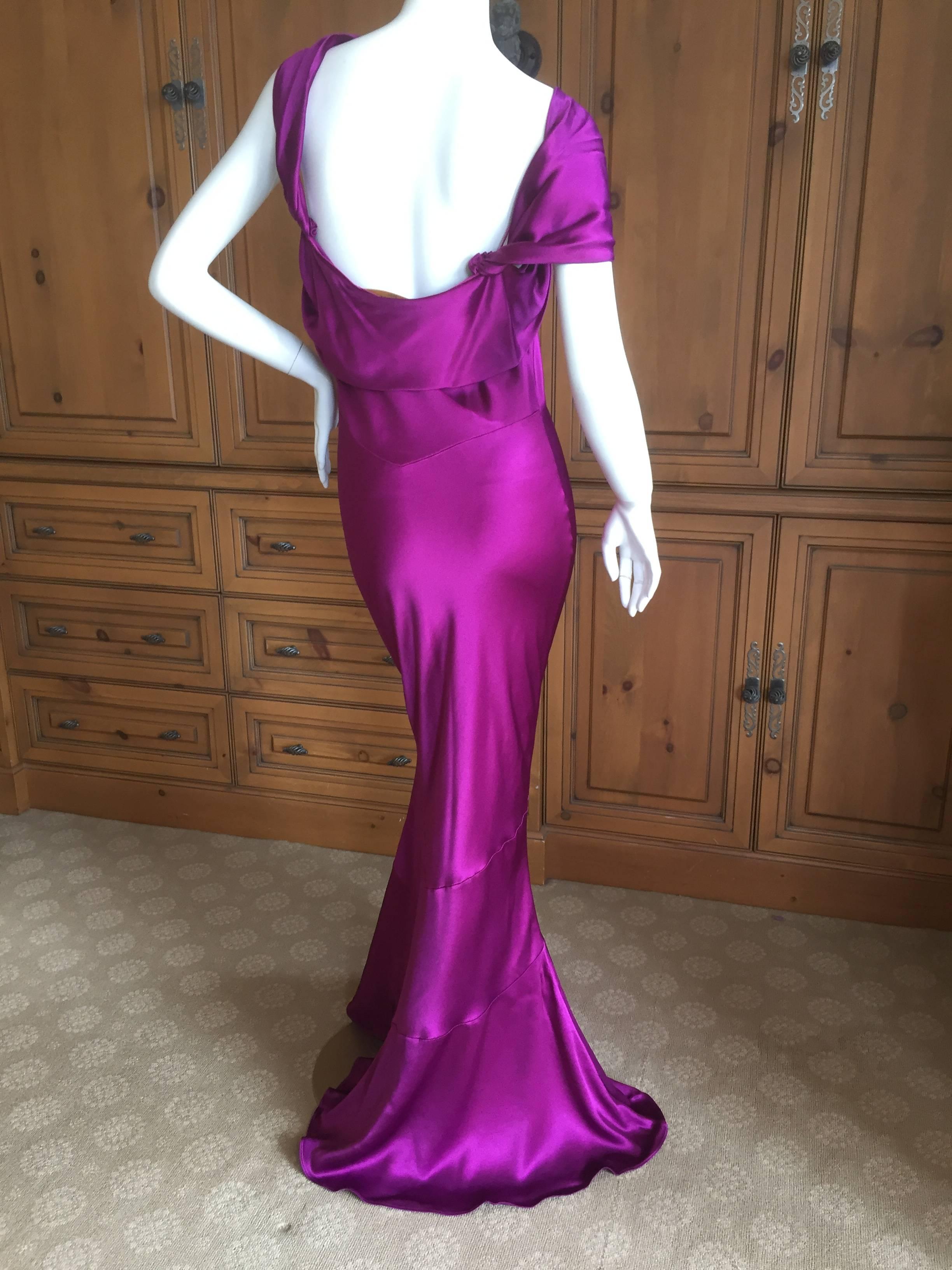 John Galliano VIntage Bias Cut  Amethyst Charmeuse Evening Gown In Excellent Condition In Cloverdale, CA