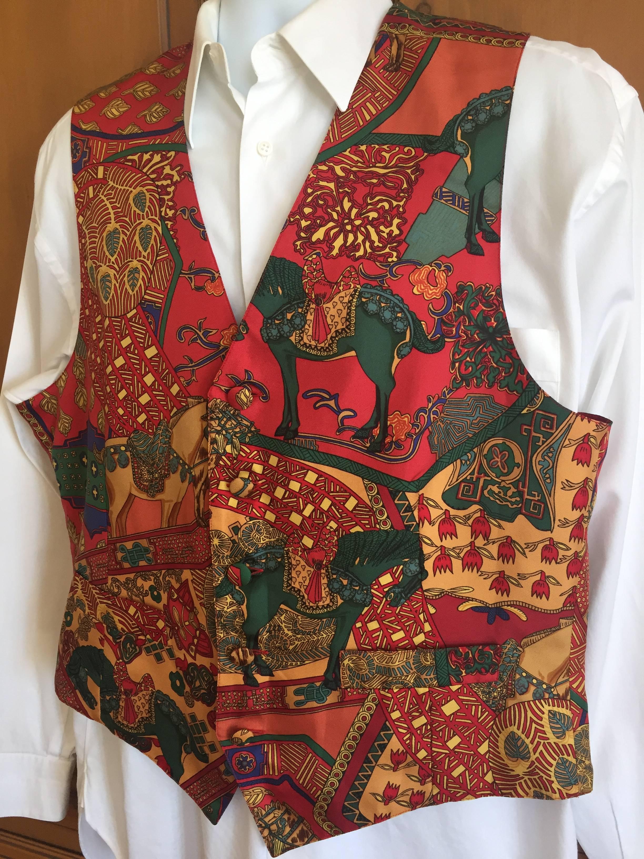 Brown Hermes Gentleman's Vintage Silk Vest 