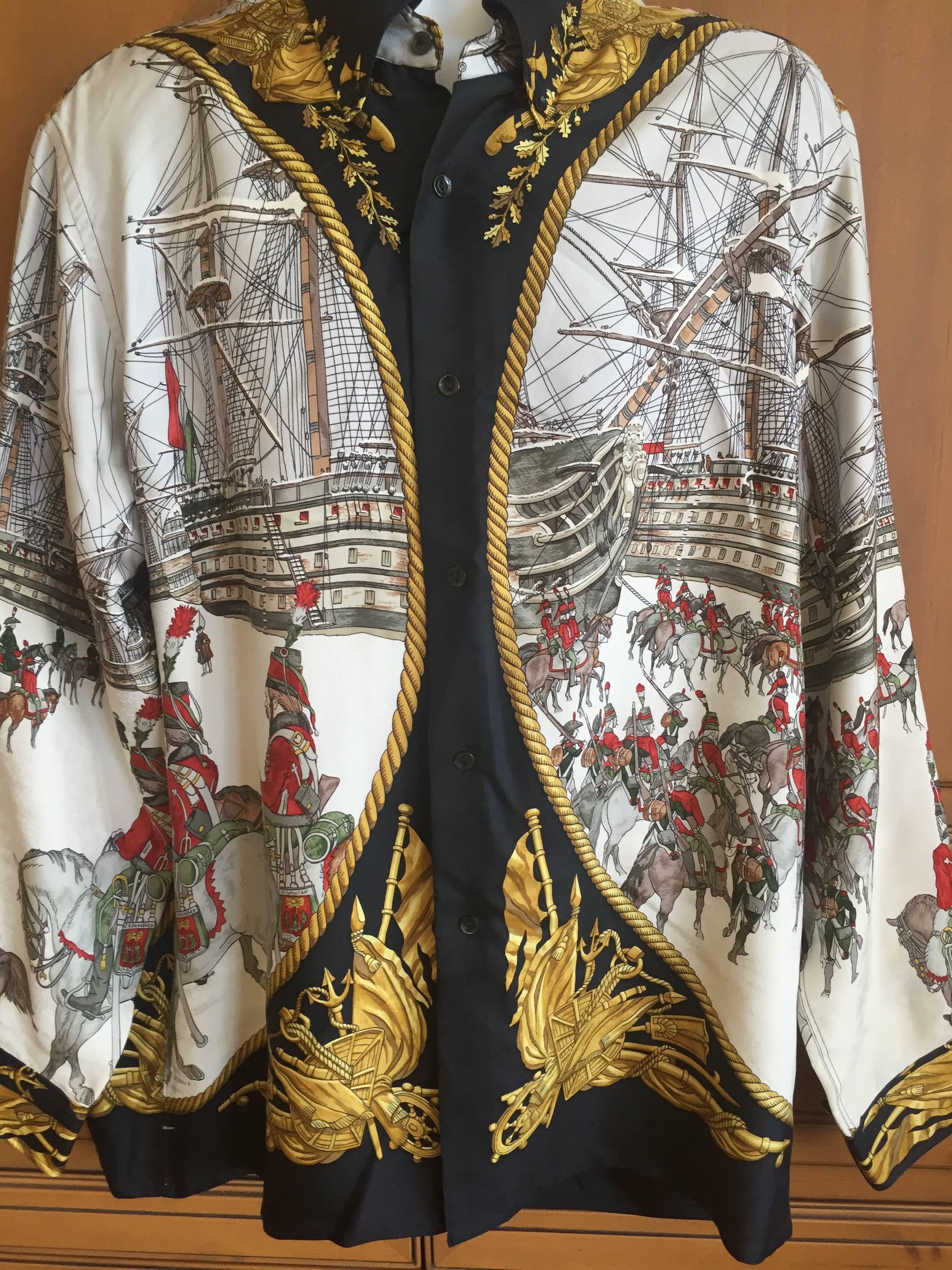 Hermes Gentleman's Vintage Silk Shirt, 