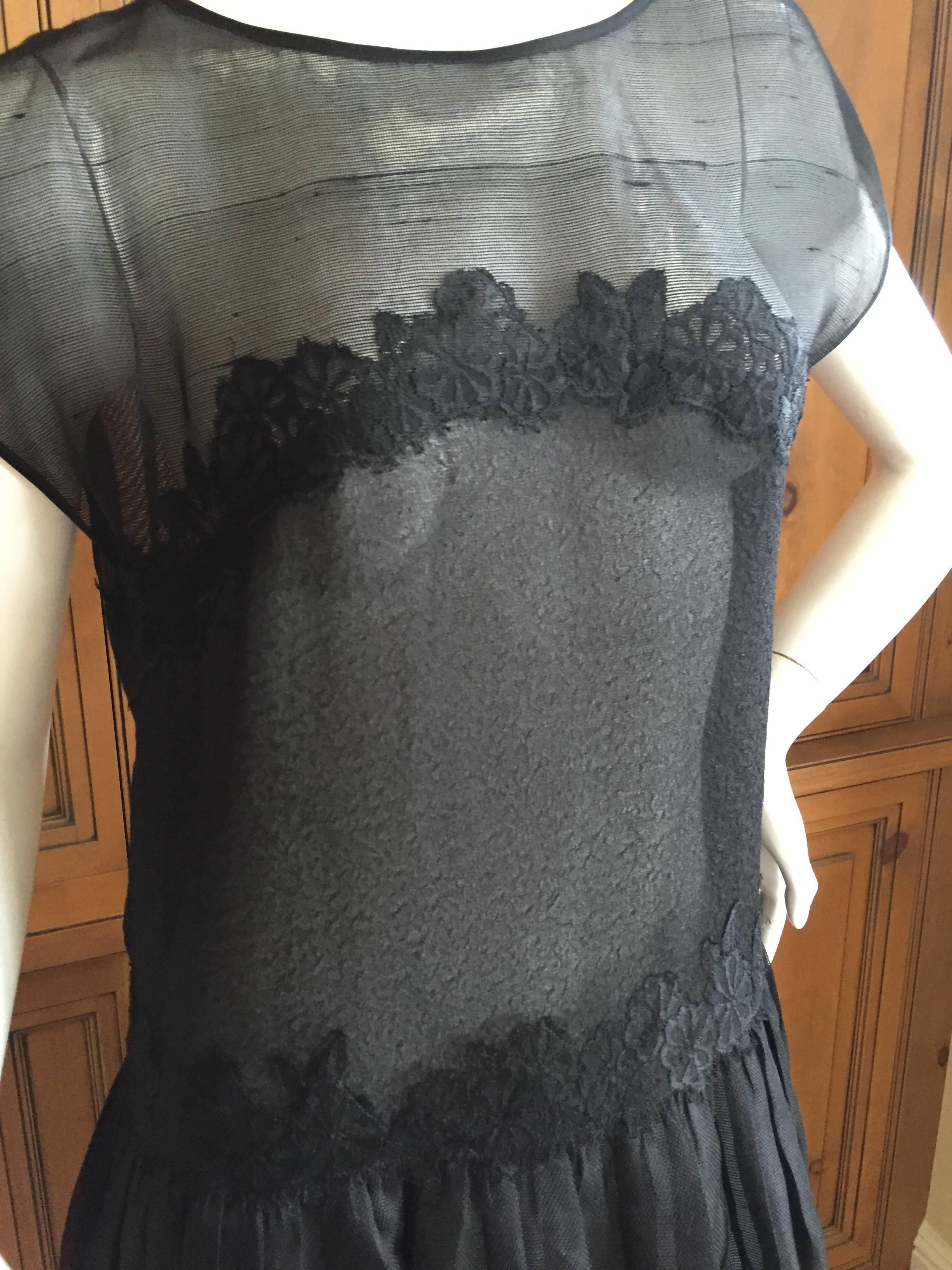 Geoffrey Beene Sheer Black Lace Dress In Excellent Condition For Sale In Cloverdale, CA