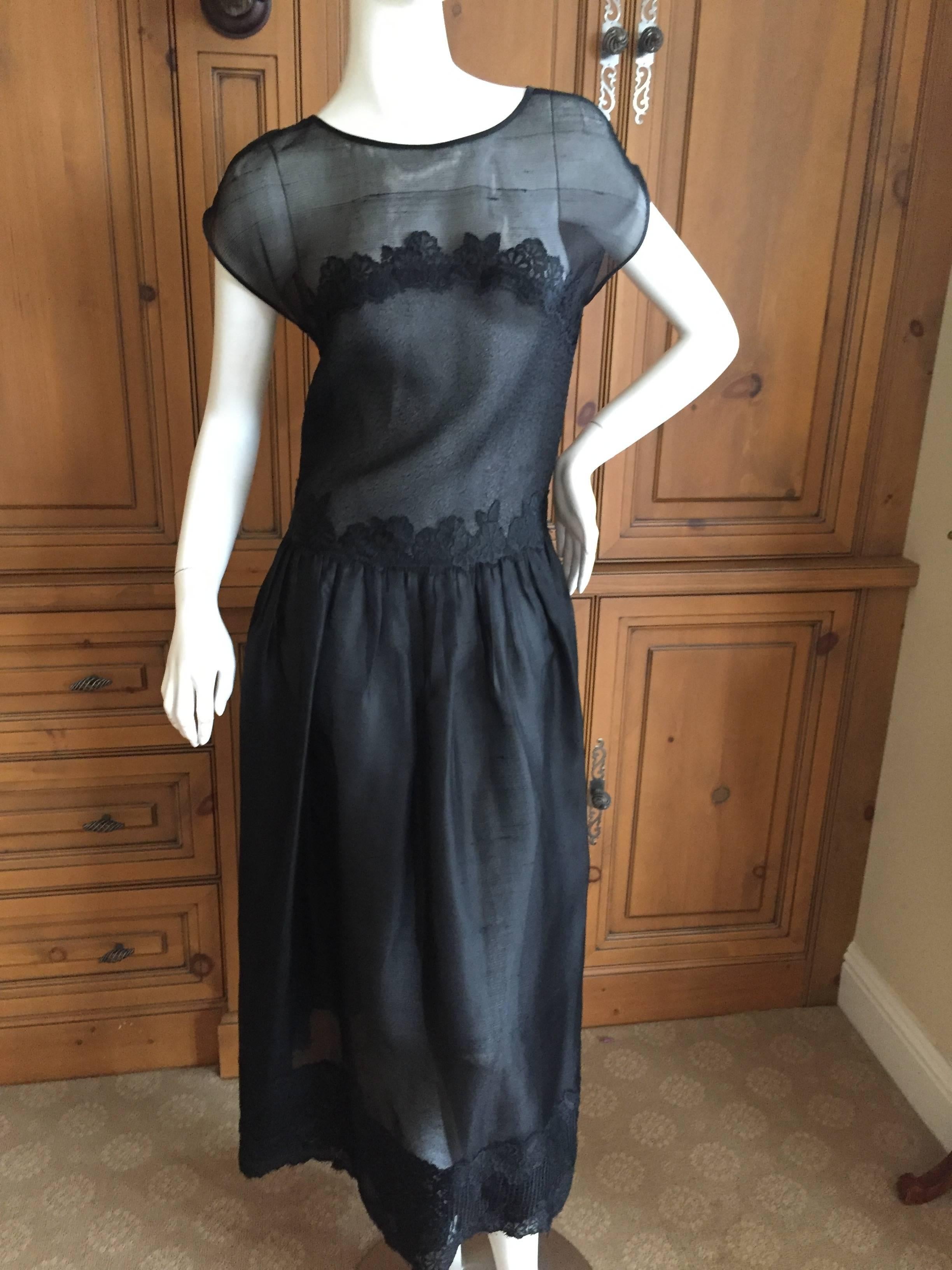 Women's Geoffrey Beene Sheer Black Lace Dress For Sale