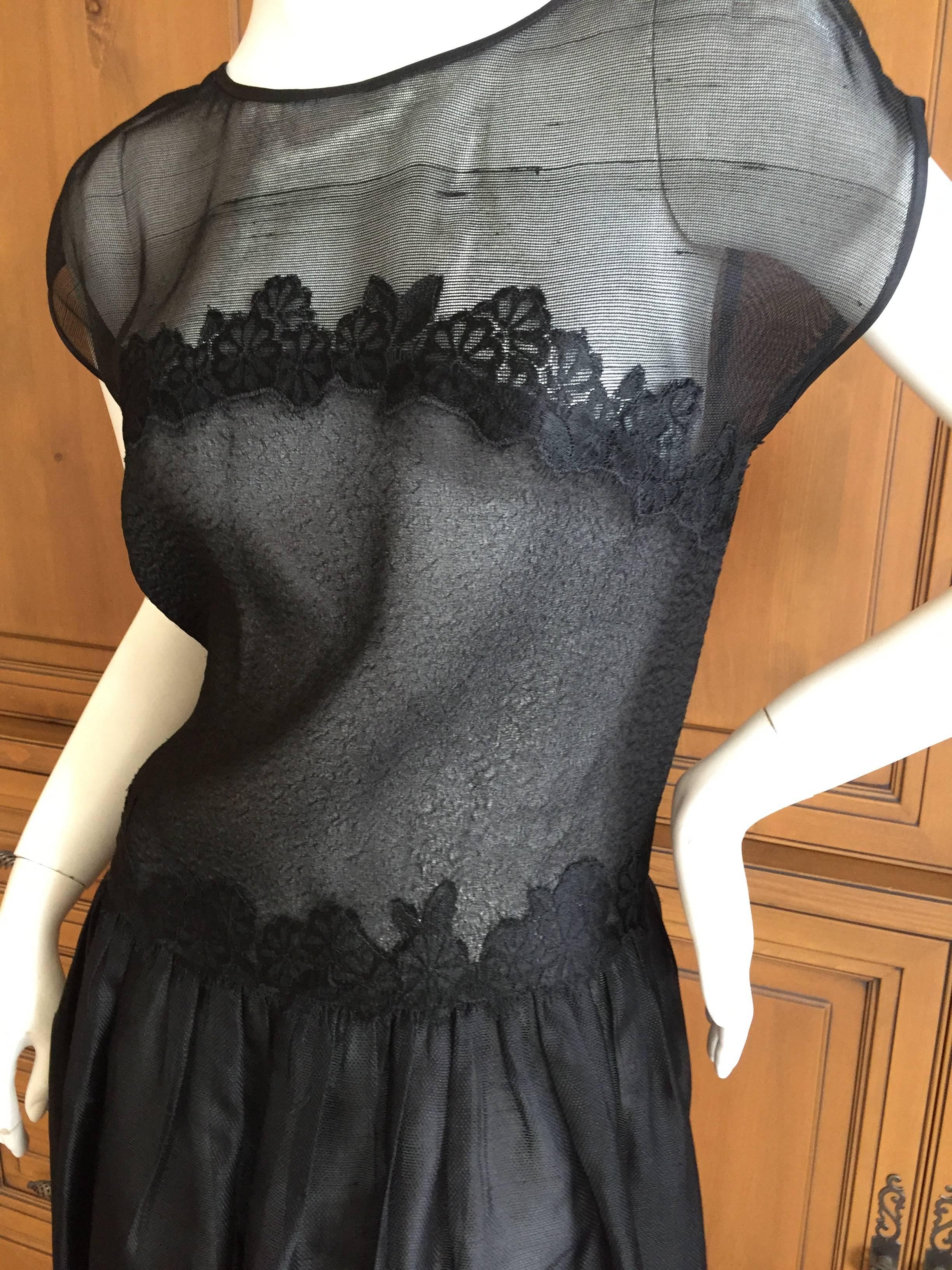 Geoffrey Beene Sheer Black Lace Dress For Sale 1