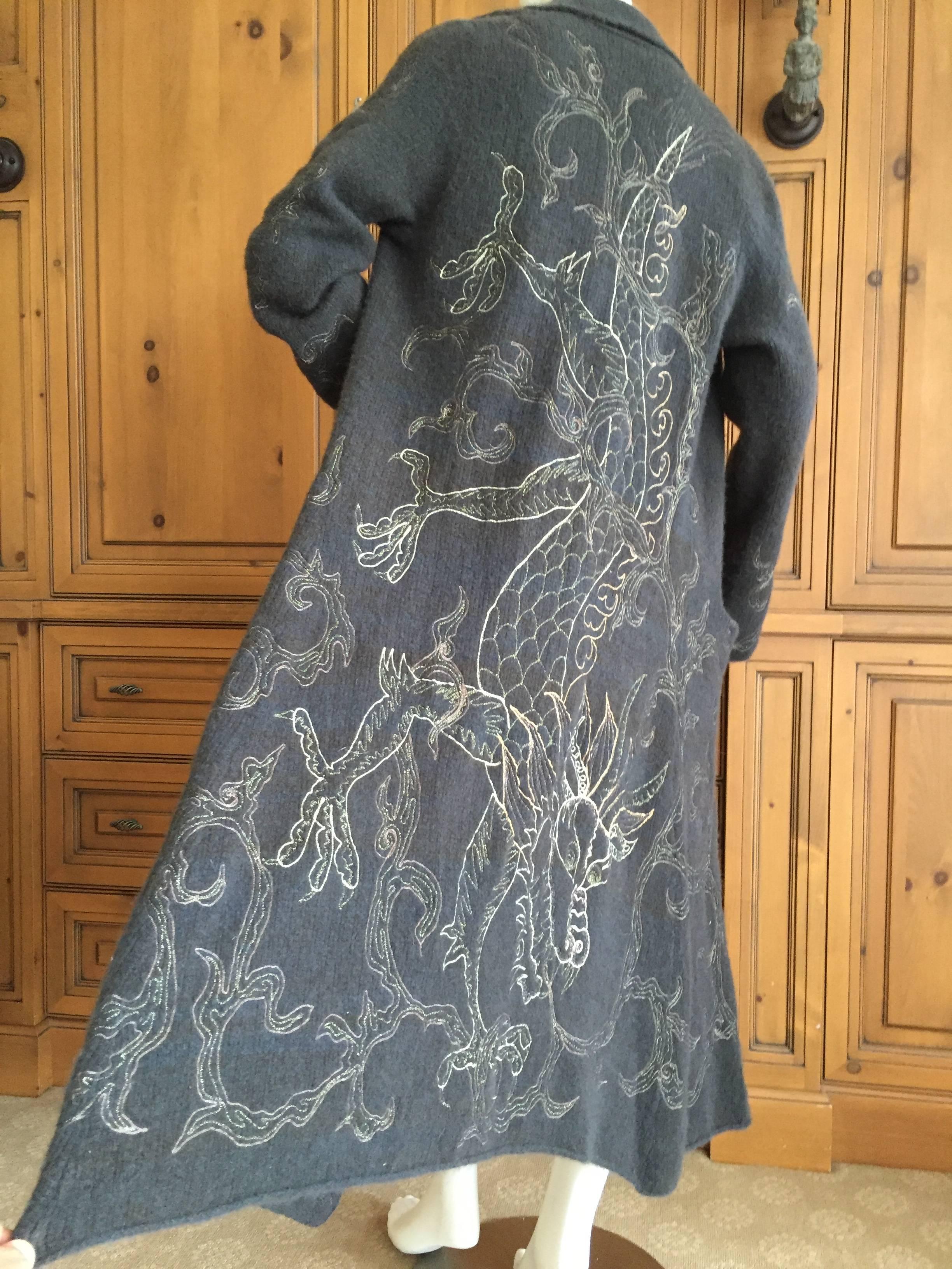 Lainey Keogh Pure Cashmere Coat with Gold Dragon Embroidery NWT For Sale 1