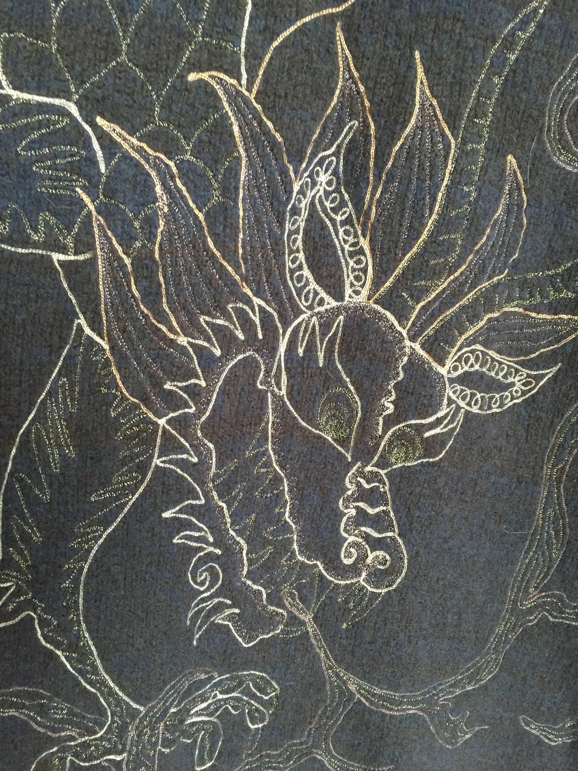 Lainey Keogh Pure Cashmere Coat with Gold Dragon Embroidery NWT For Sale 3