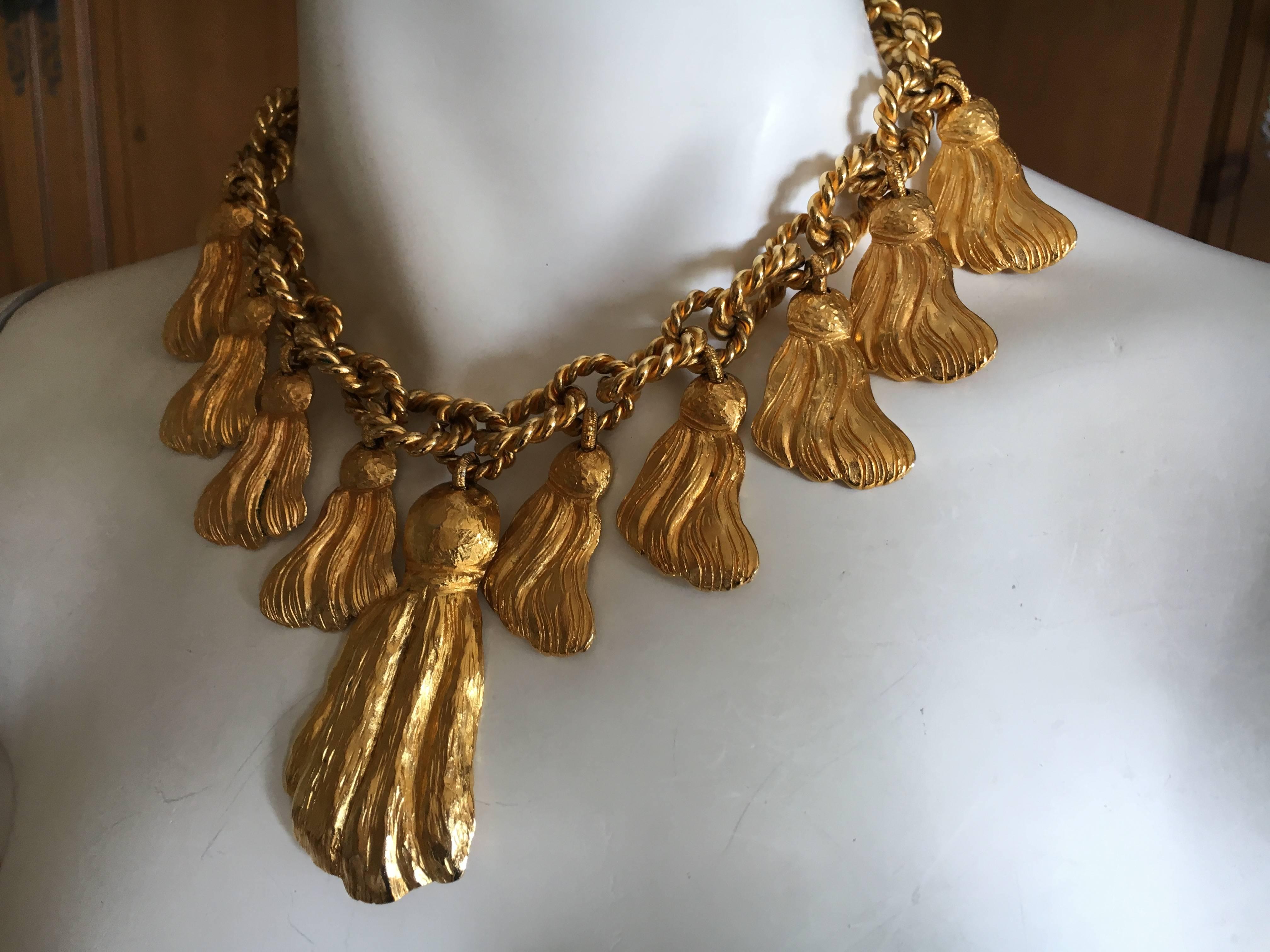 Yves Saint Laurent Rive Gauche 1970's Golden Tassel Necklace 1