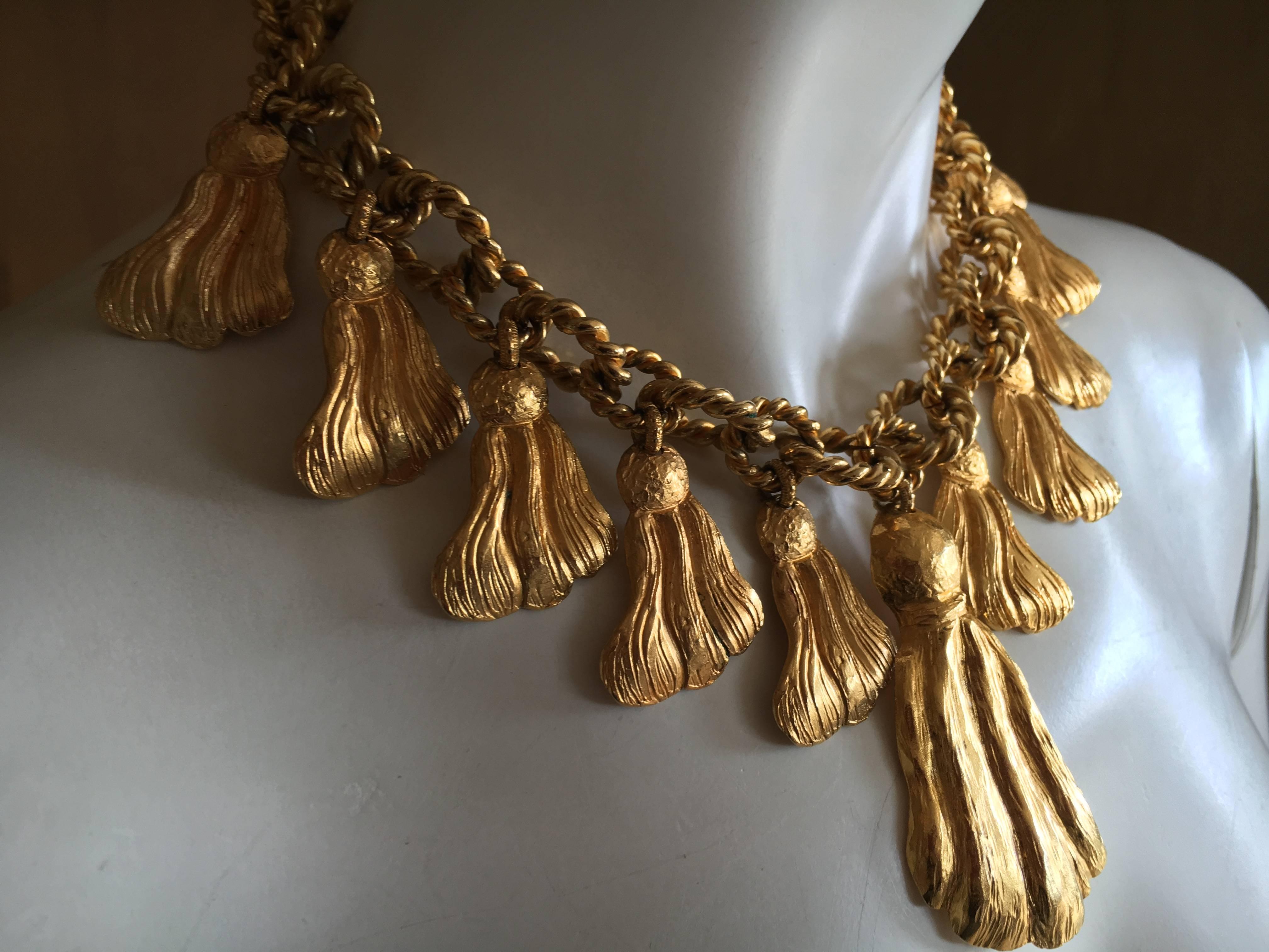 Yves Saint Laurent Rive Gauche 1970's Golden Tassel Necklace
Made in France 