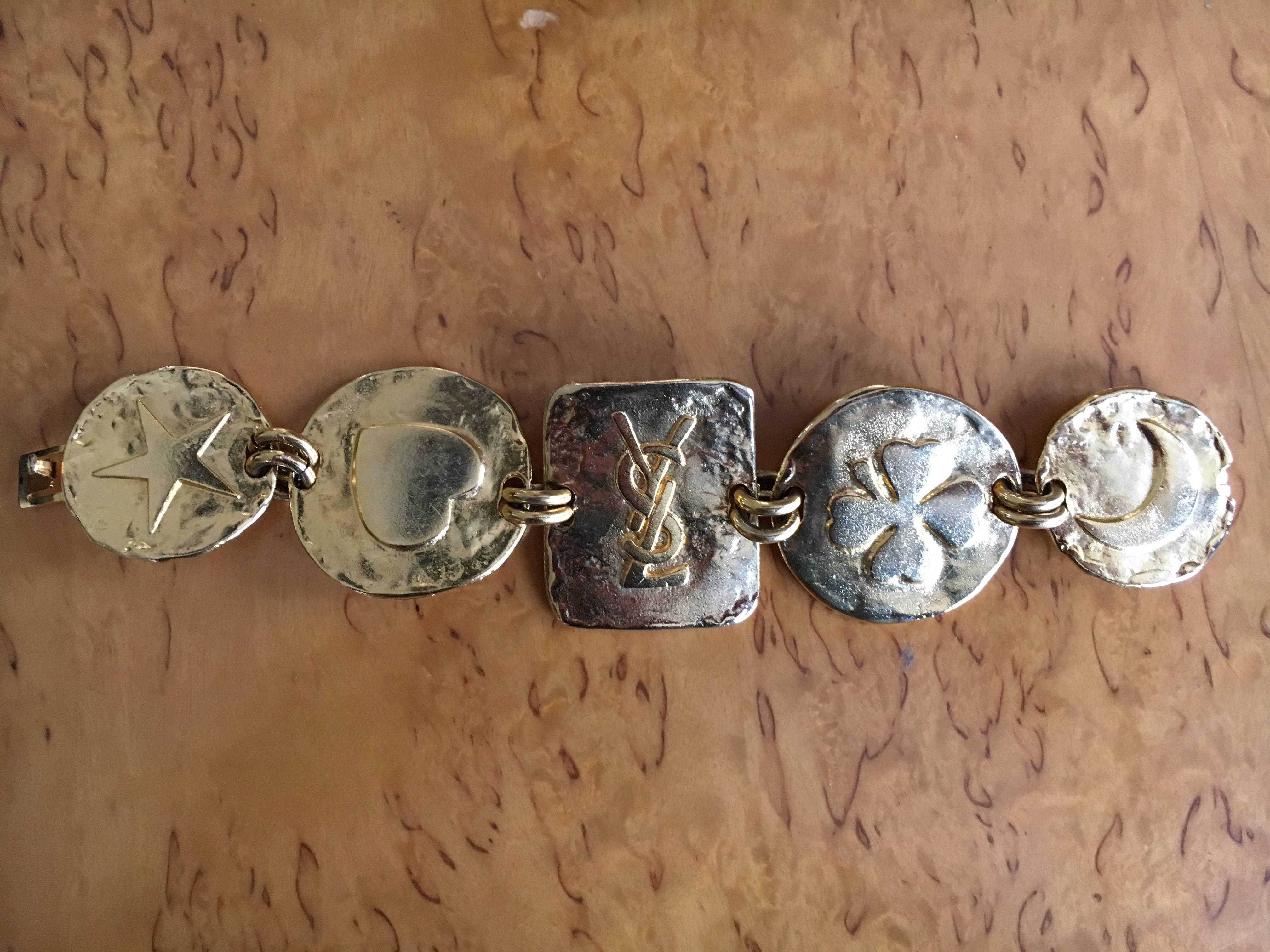 Yves Saint Laurent Rive Gauche 1970's Lucky Charm Bracelet For Sale 3