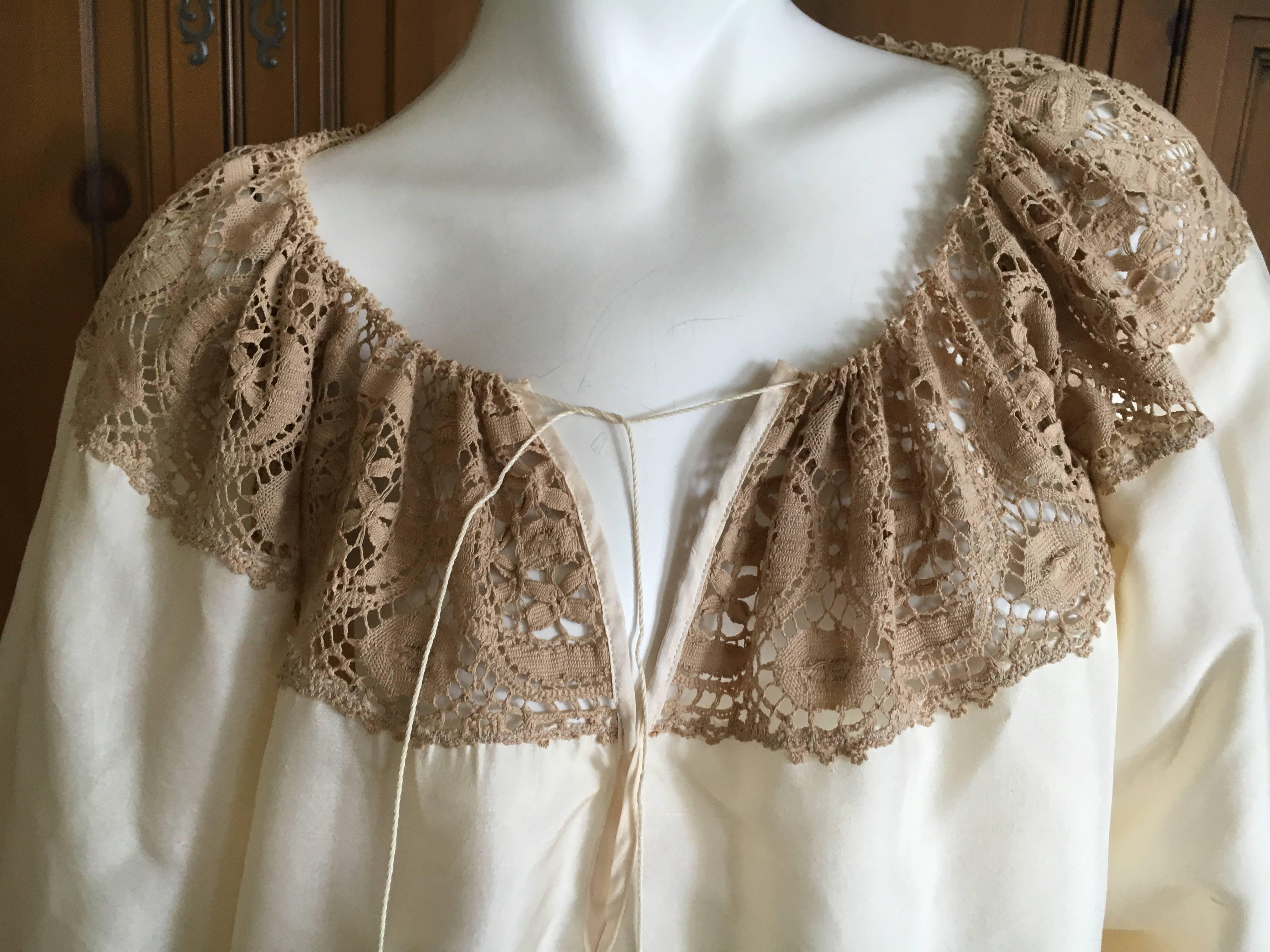 Jean Paul Gaultier Femme Romantic Lace Trim Poet Sleeve Blouse 1