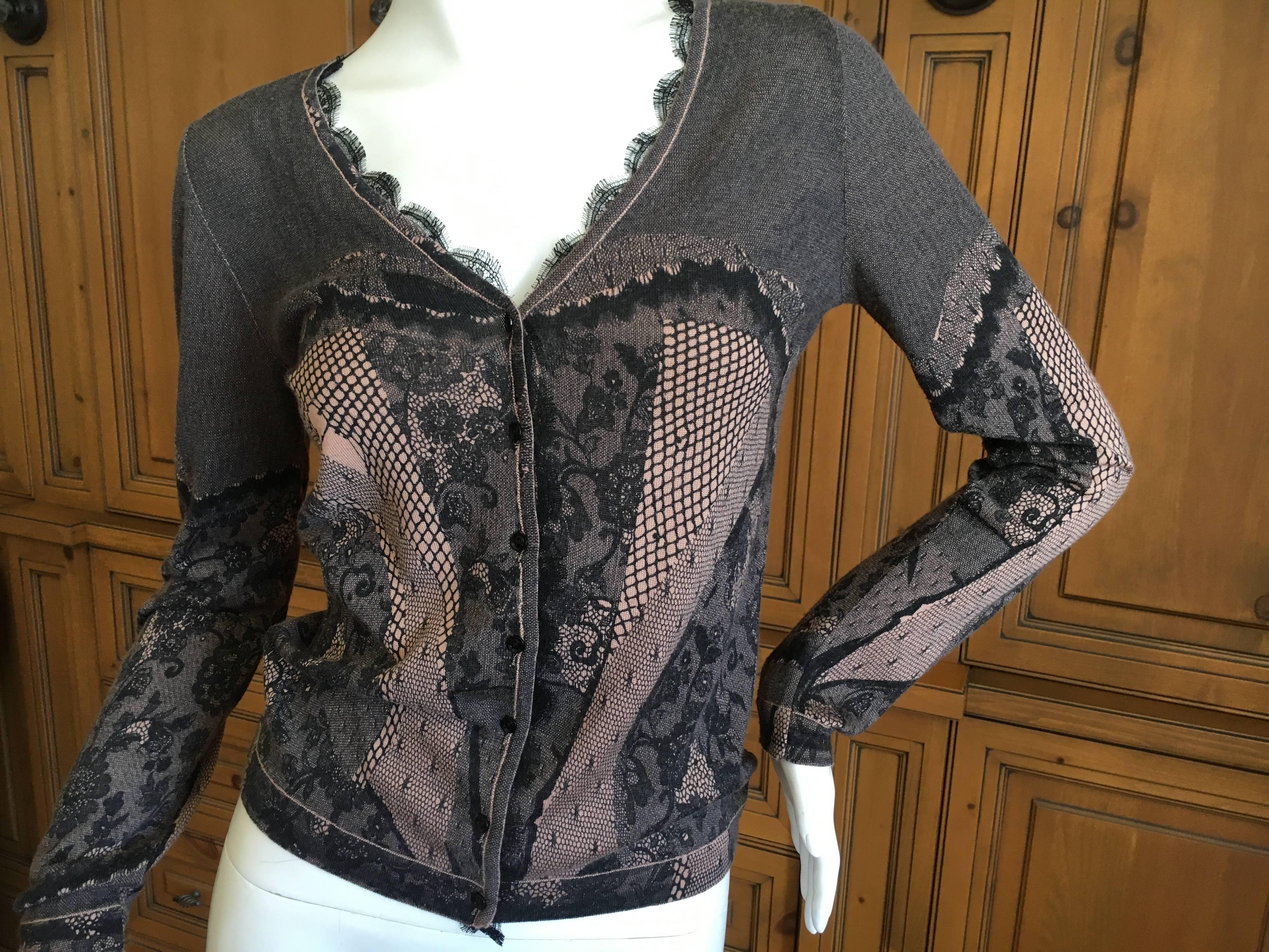 Christian Dior by Gallinao Trompe l' oeil Cashmere / Silk Cardigan In Excellent Condition In Cloverdale, CA