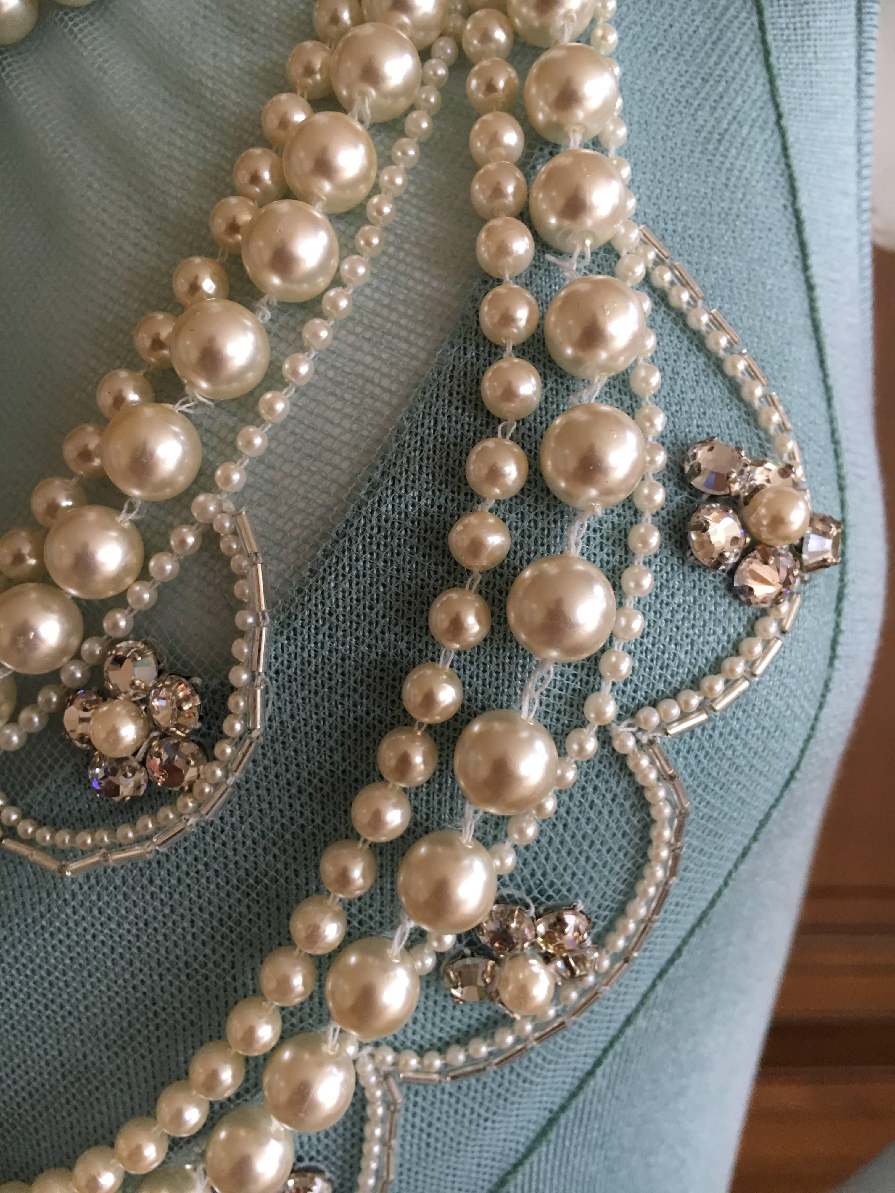 Christian Dior Chic Silk Dress with Lesage Trompe-l'œil Pearl and Crystal Jewels In Excellent Condition In Cloverdale, CA