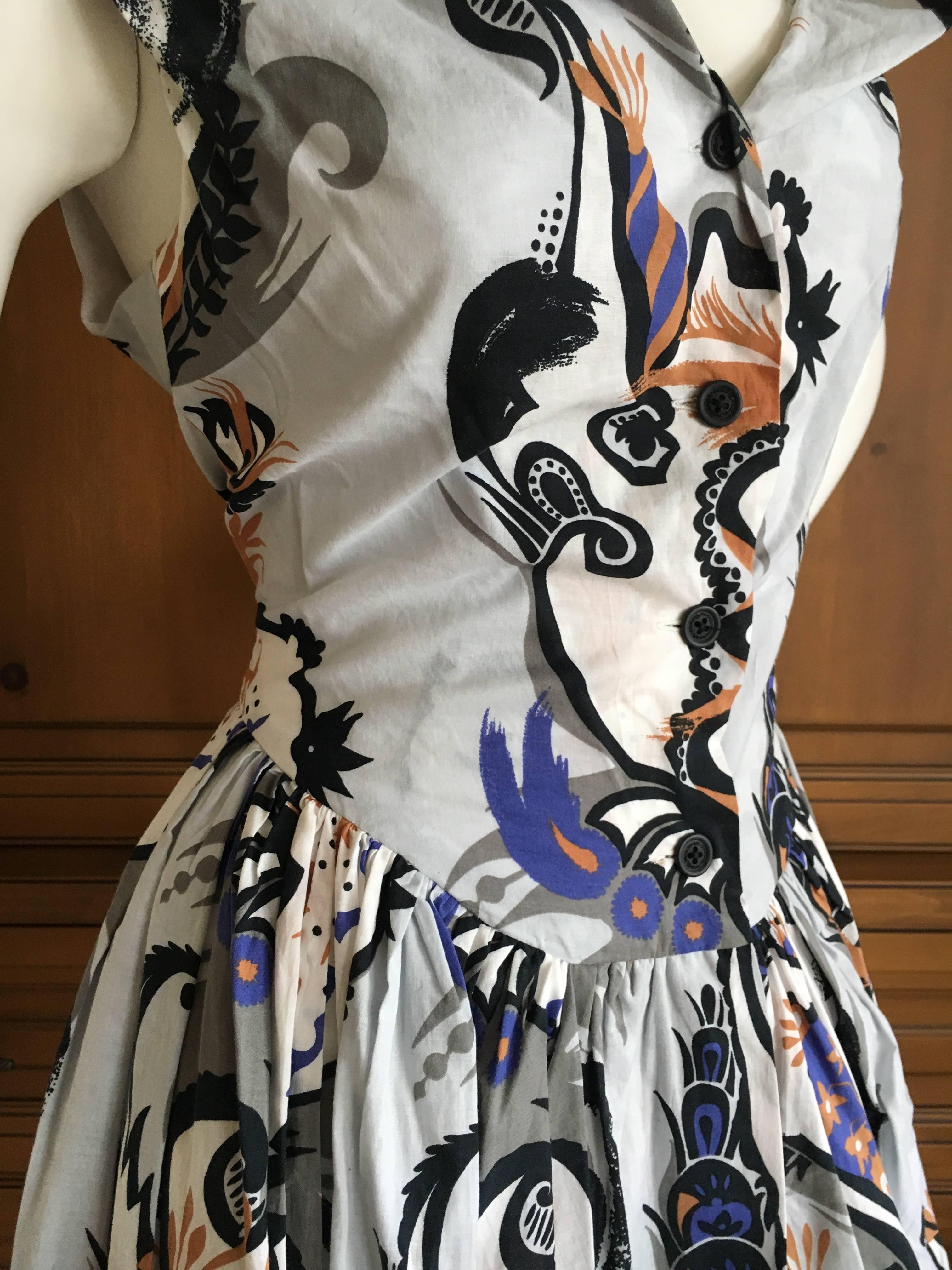 Women's Vivienne Westwood Paisley Cotton Day Dress for Anglomania Size 42 For Sale