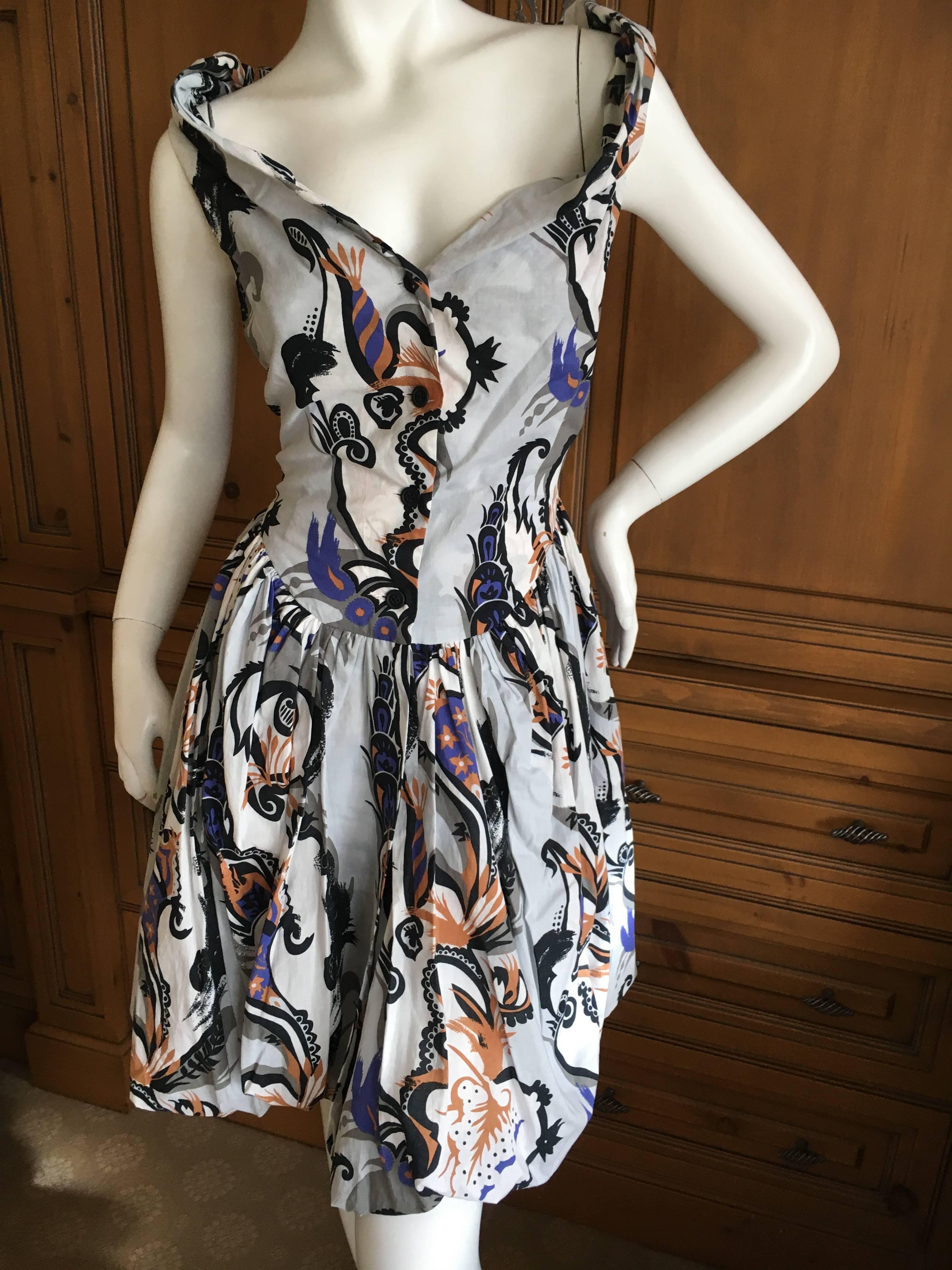 Gray Vivienne Westwood Paisley Cotton Day Dress for Anglomania Size 42 For Sale