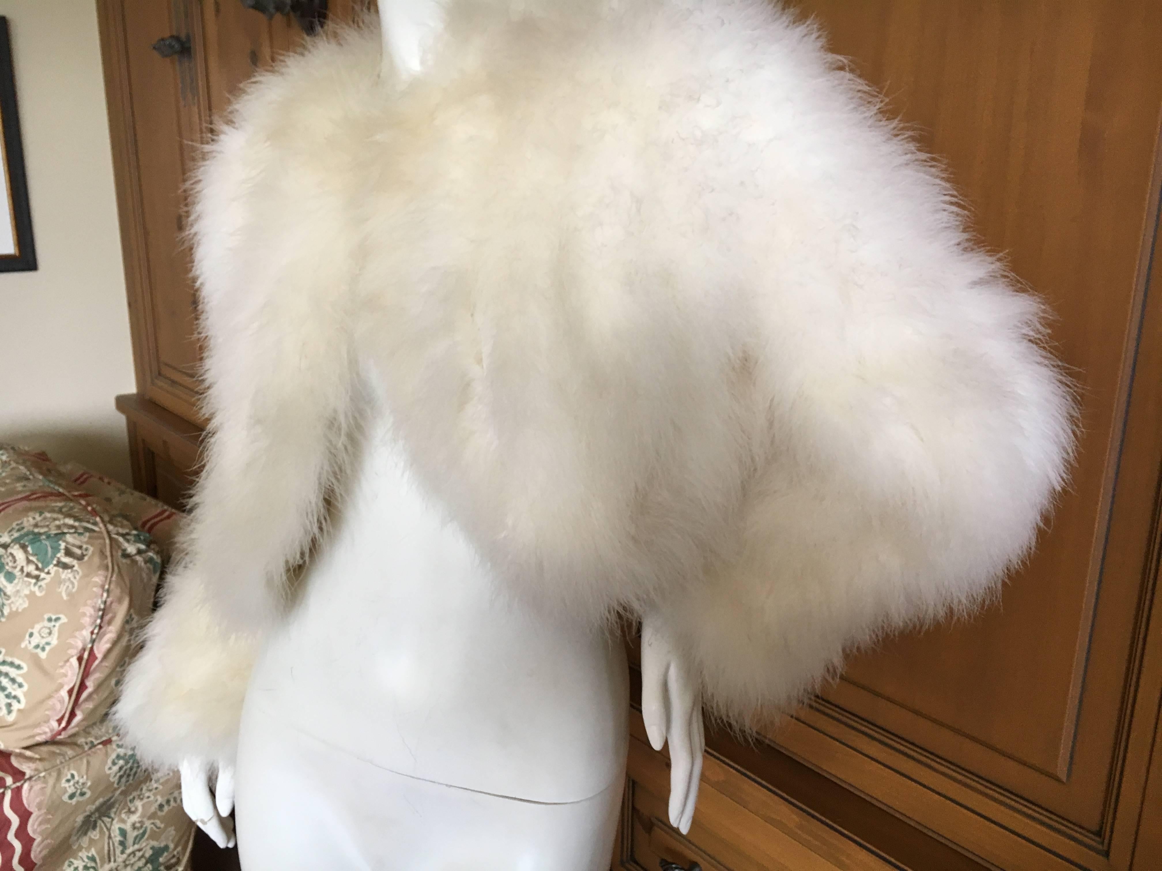 Saks Fifth Avenue 1960 White Maribou Feather Jacket For Sale 1
