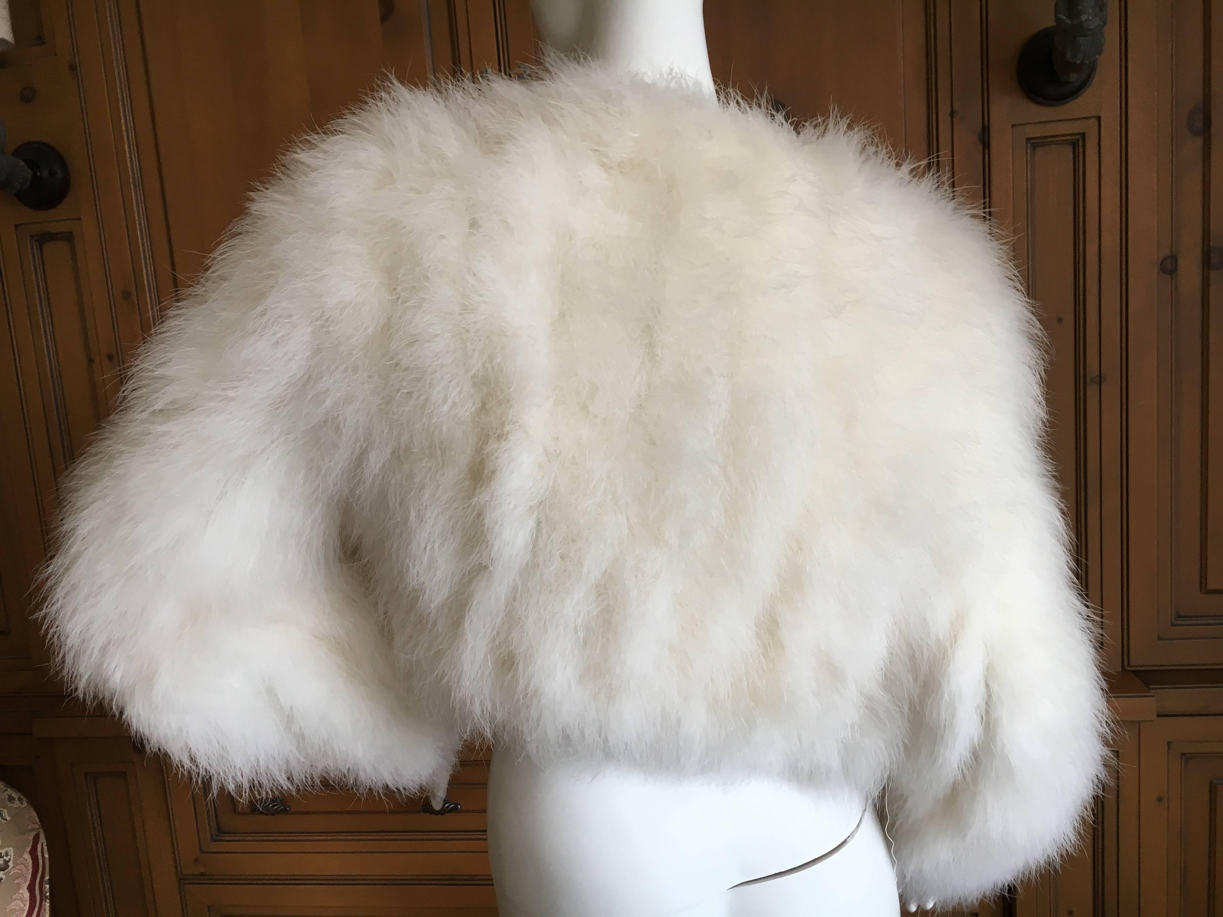 Saks Fifth Avenue 1960 White Maribou Feather Jacket In Excellent Condition For Sale In Cloverdale, CA