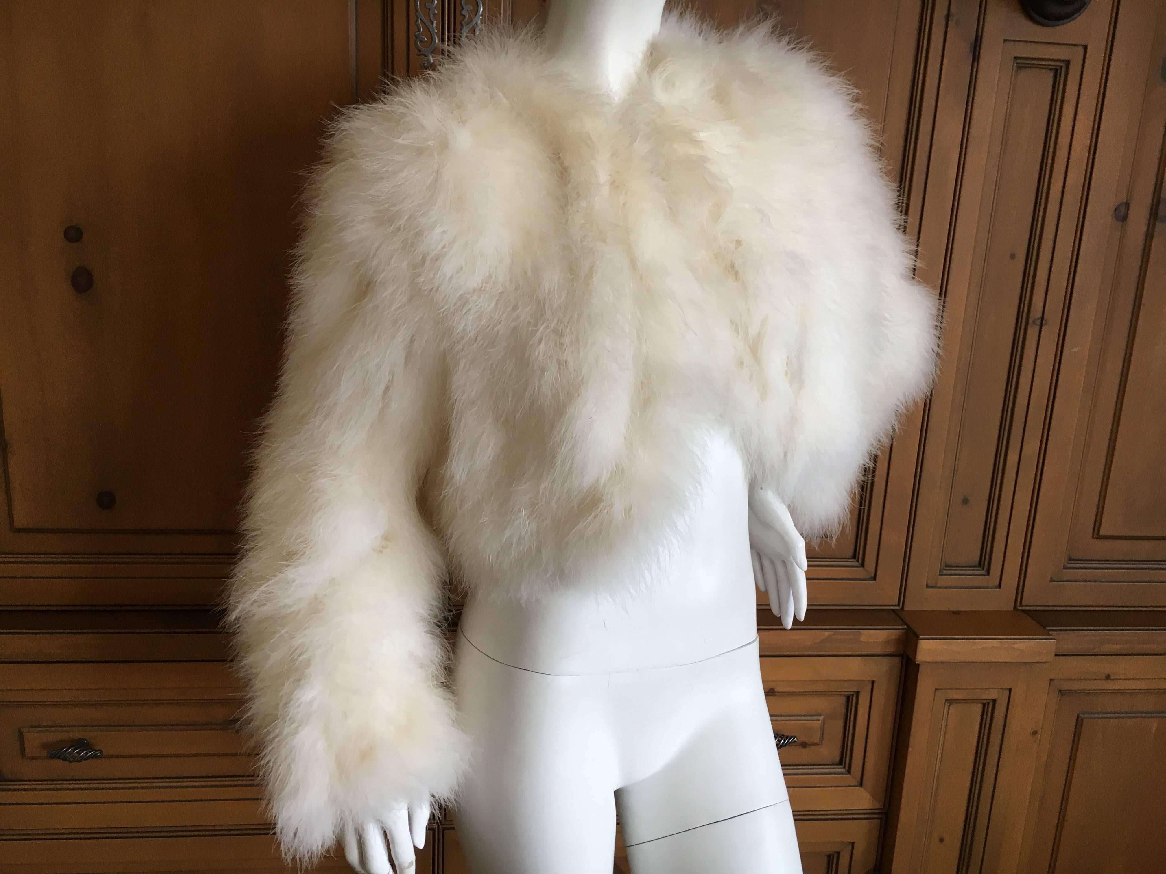 Women's Saks Fifth Avenue 1960 White Maribou Feather Jacket For Sale