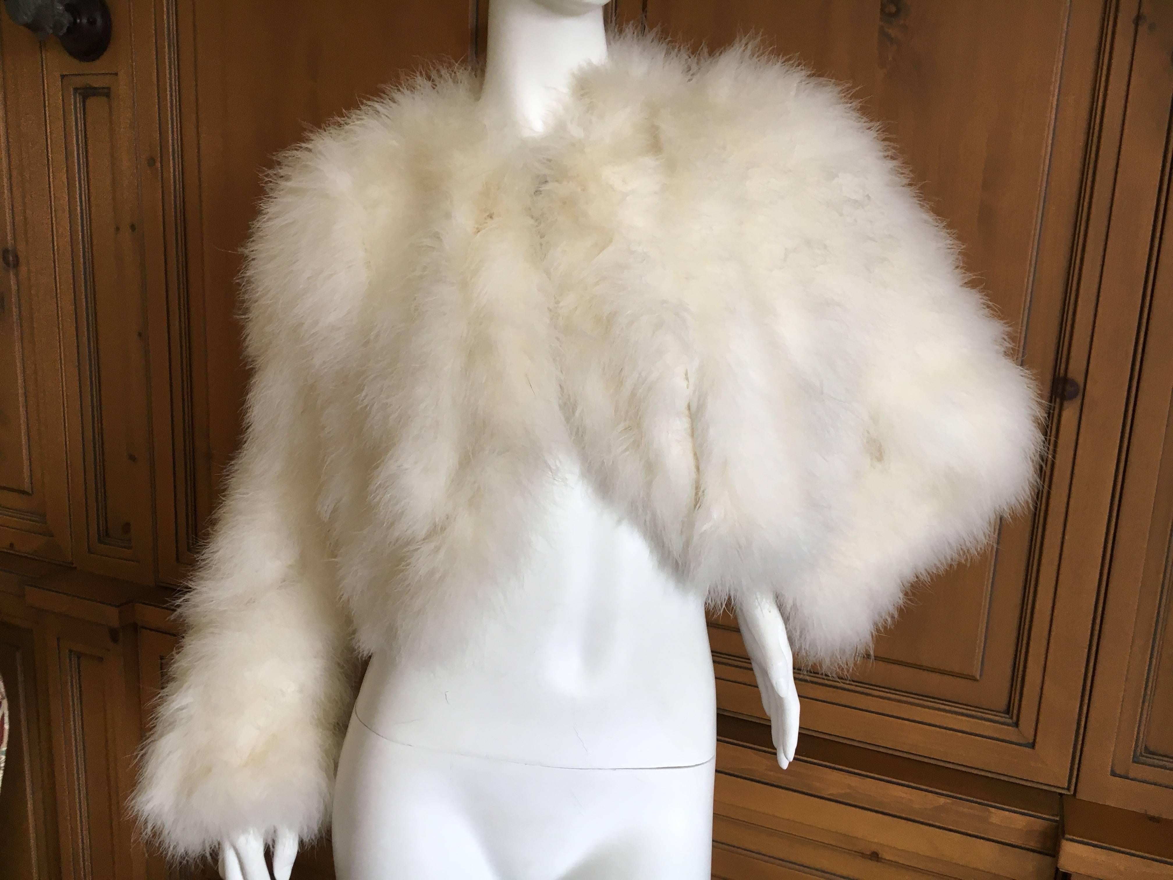 Saks Fifth Avenue 1960 White Maribou Feather Jacket For Sale 4