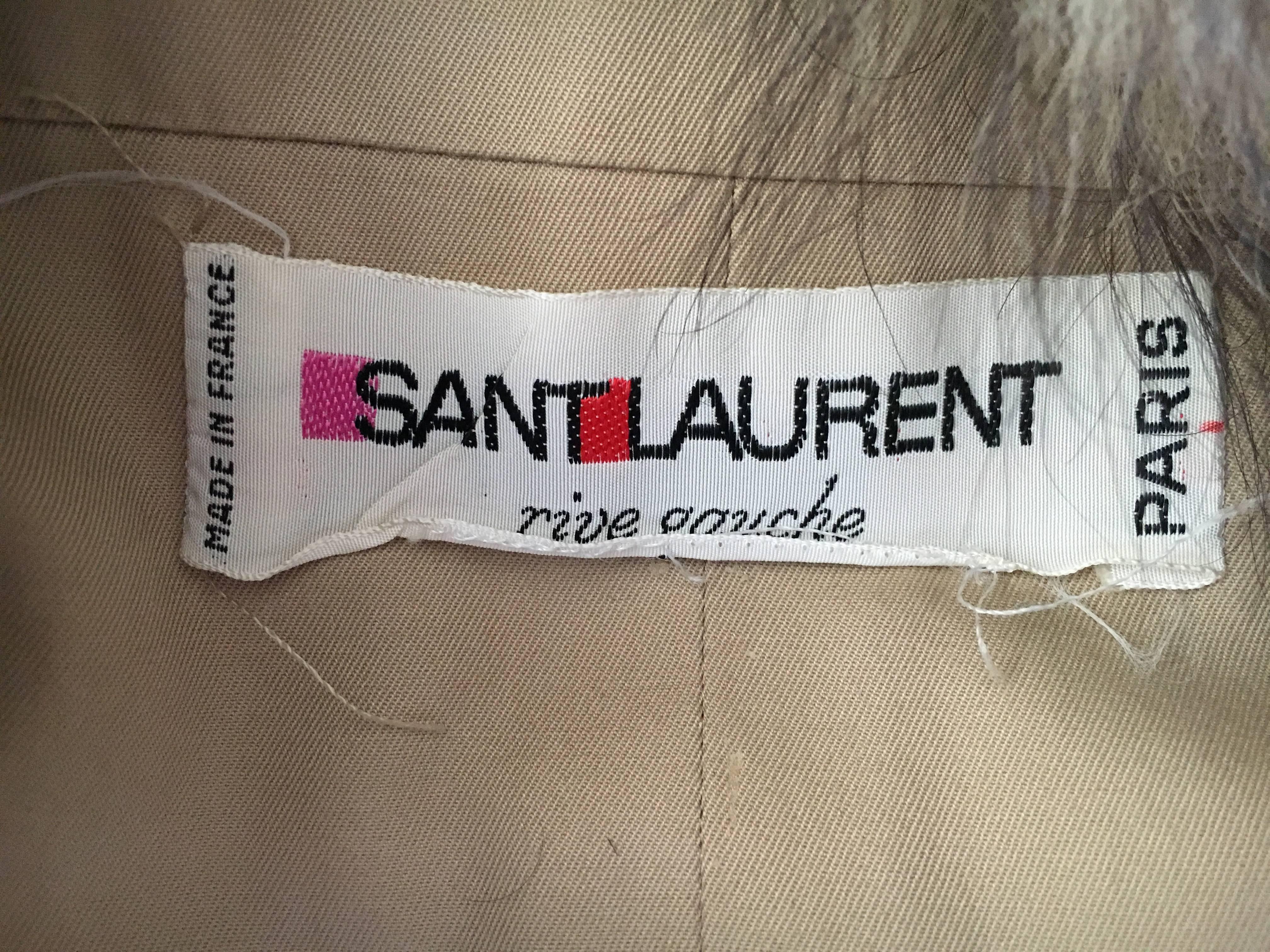 Saint Laurent Rive Gauche 1970's Tan Jacket with Furl Trim Hood For Sale 5