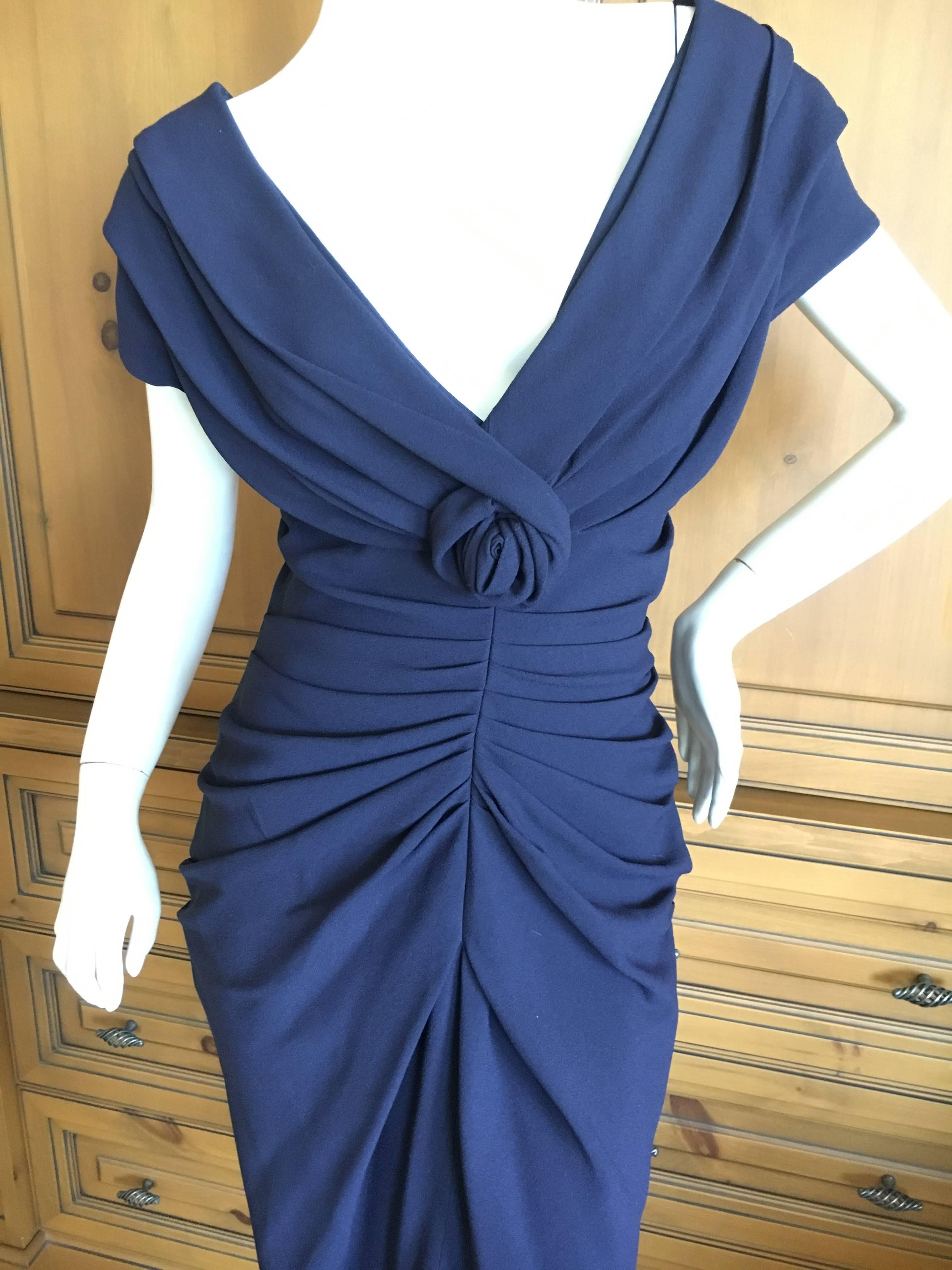 Christian Dior by John Galliano Low Cut Navy Blue Cocktail Dress.
Lined in silk.
Size 38
Bust 42