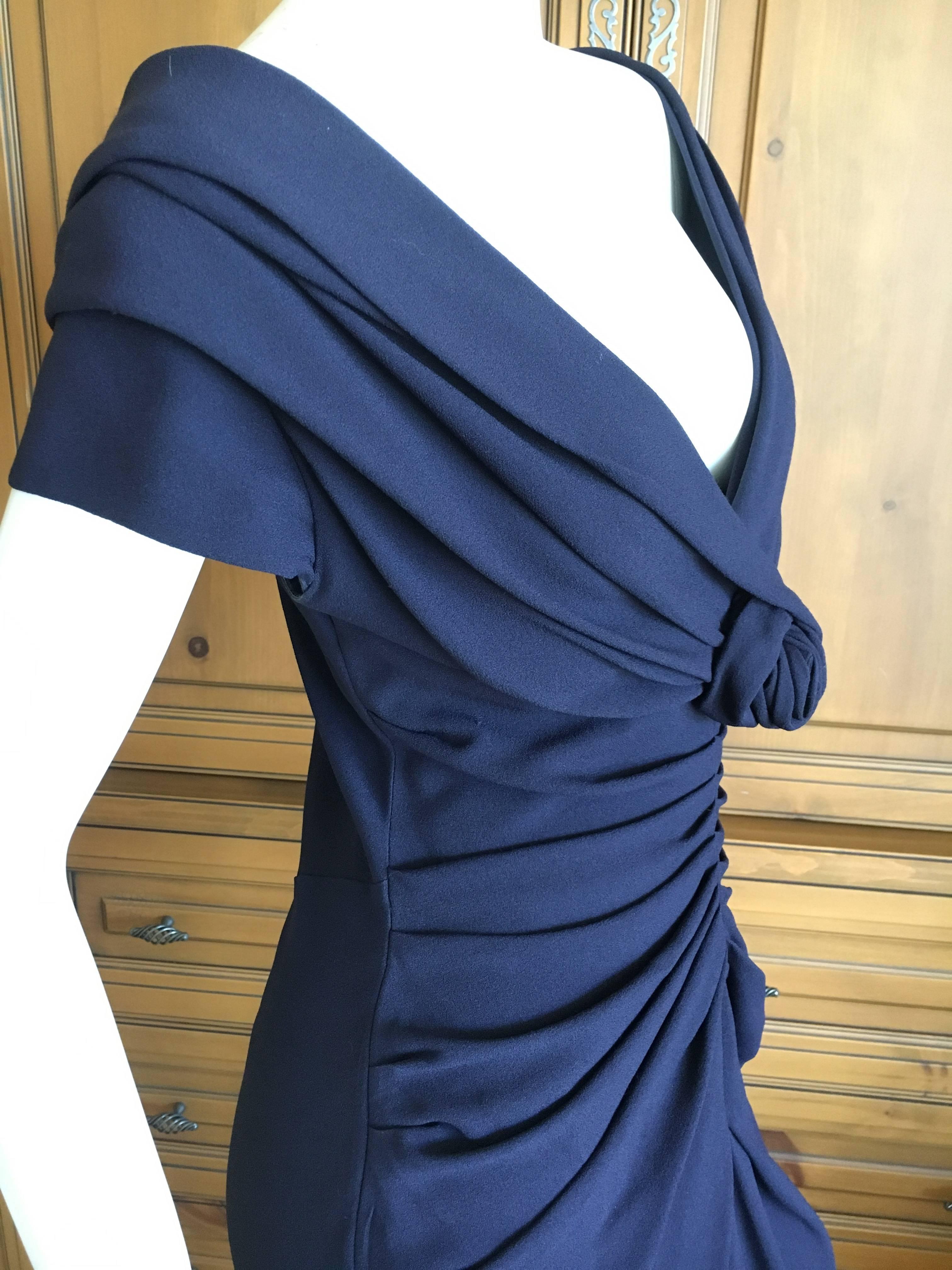 Christian Dior by John Galliano Low Cut Navy Blue Cocktail Dress For Sale 2