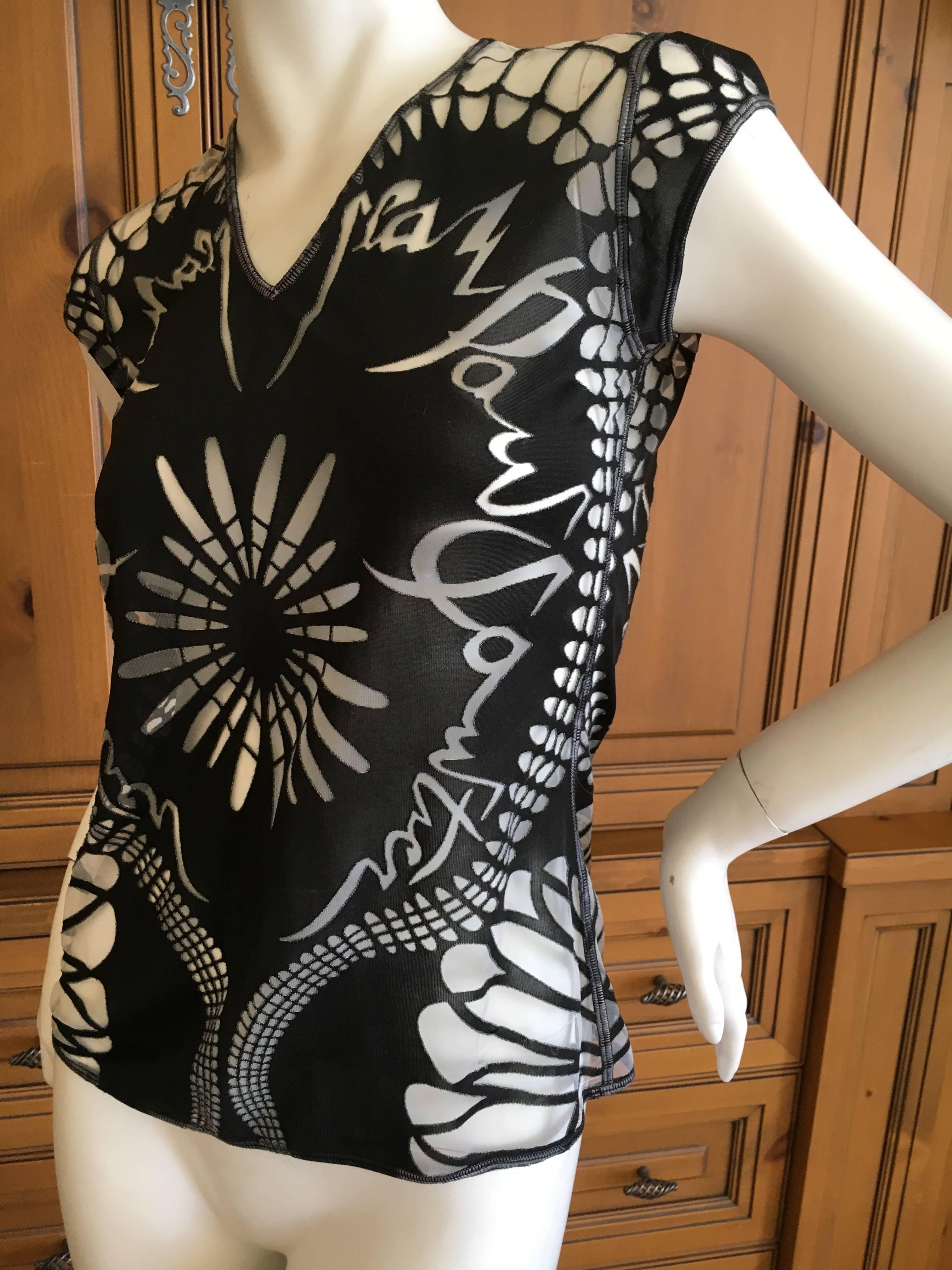 Jean Paul Gaultier Sheer Tattoo Top In Excellent Condition For Sale In Cloverdale, CA